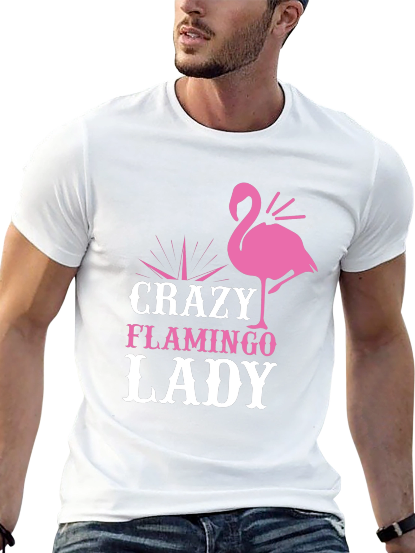Crazy Flamingo Lady T-Shirt - Fun Novelty Tee