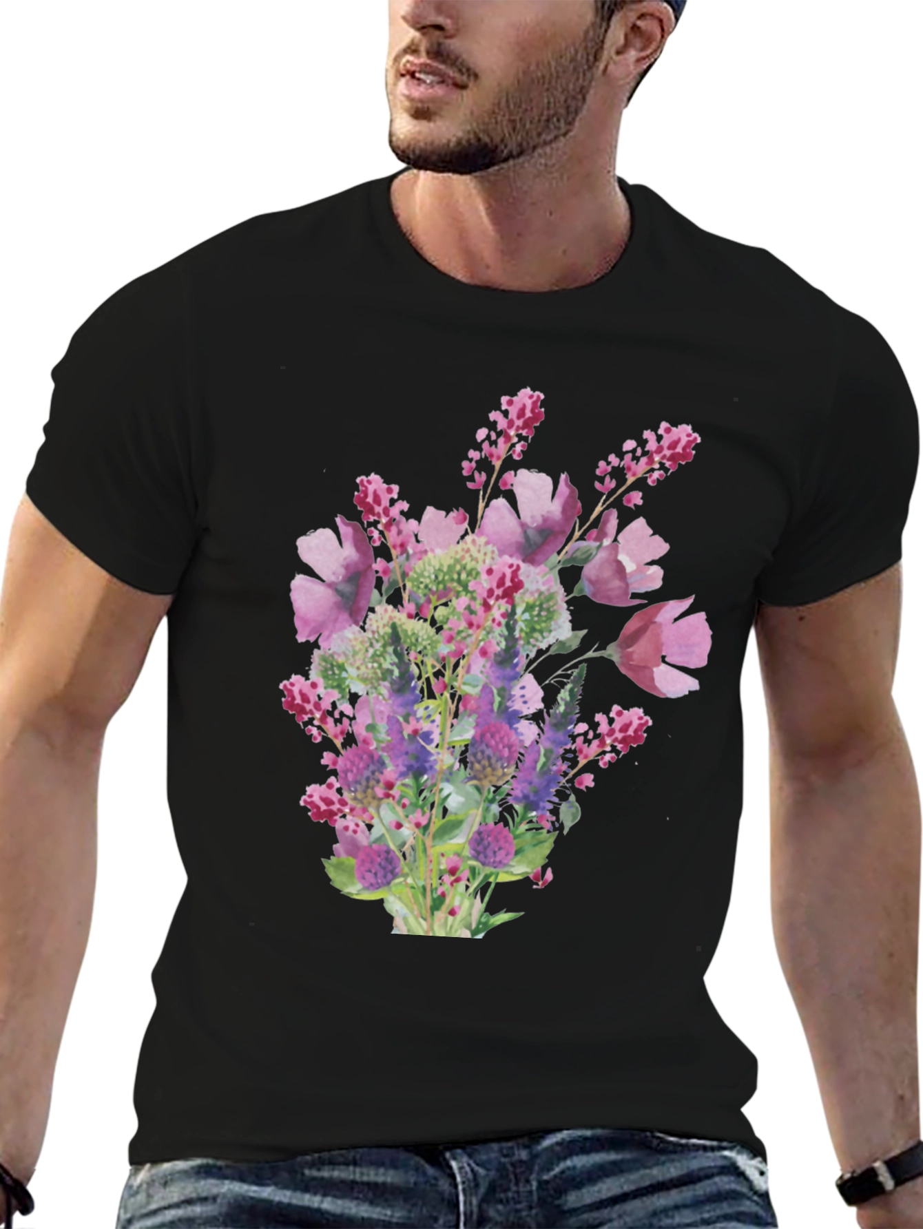Floral Bouquet Black T-Shirt