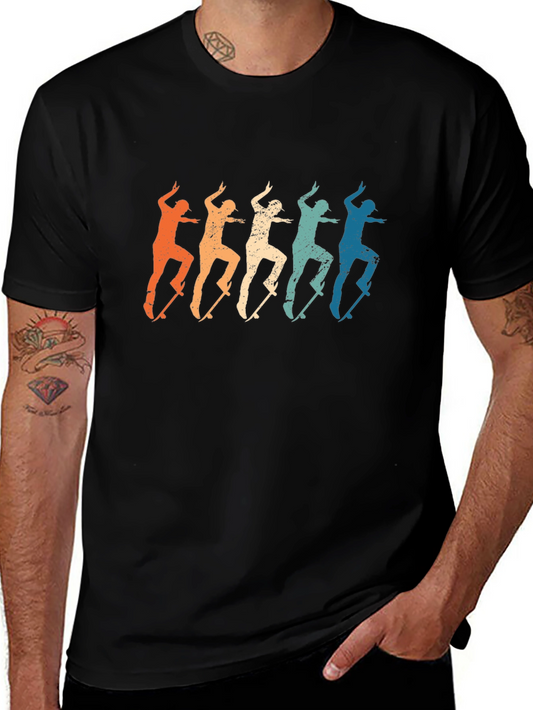 Retro Skateboarder Graphic Tee - Vintage Style Black T-Shirt