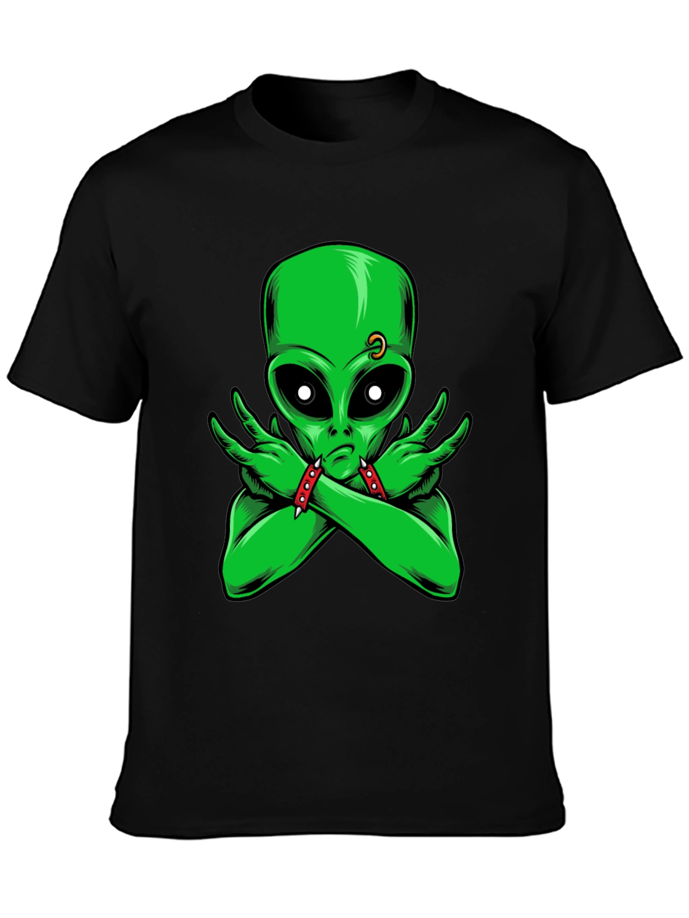 Alien Rocker T-Shirt - Green Alien Design