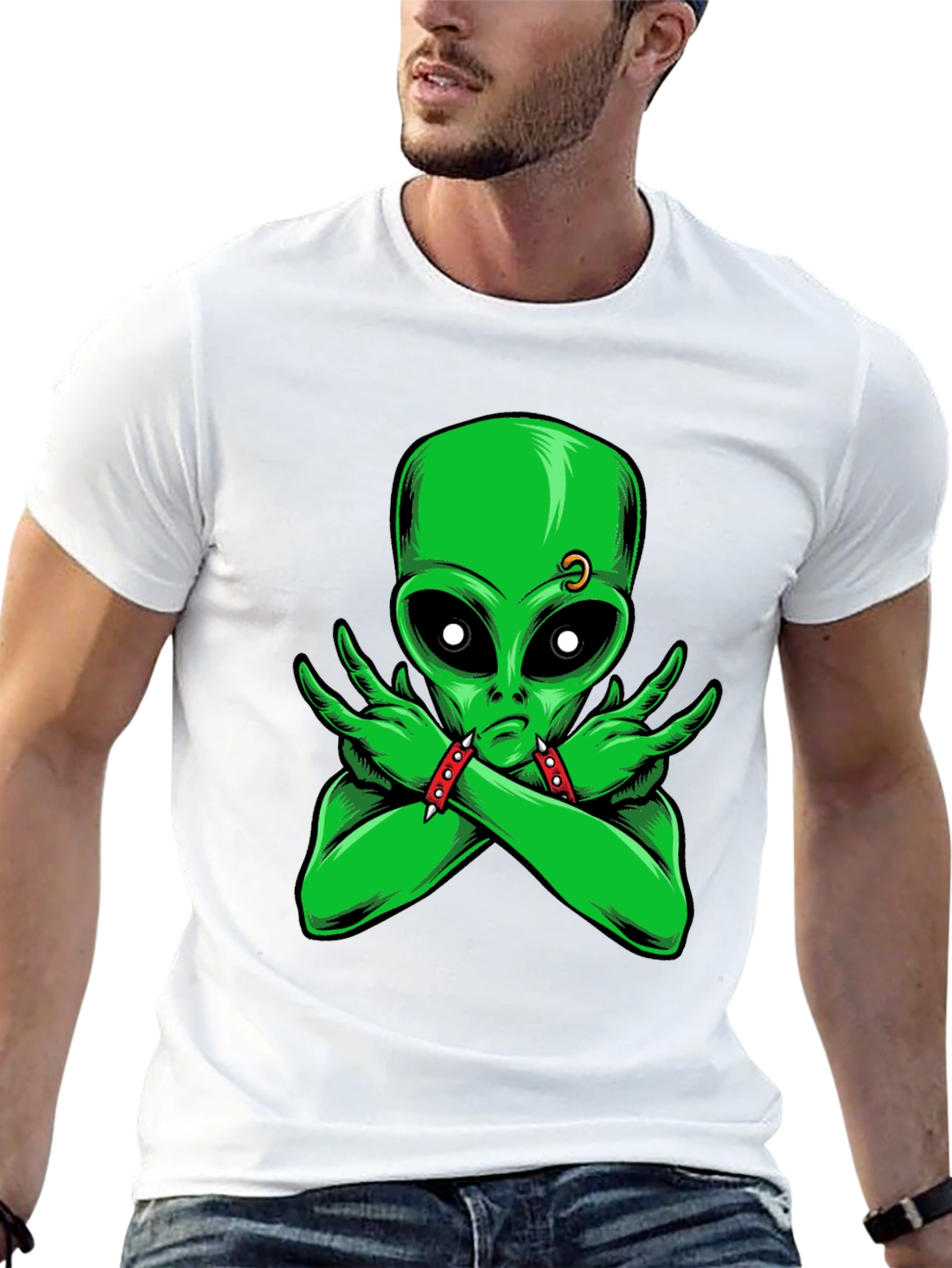 Alien Rocker T-Shirt - Green Alien Design