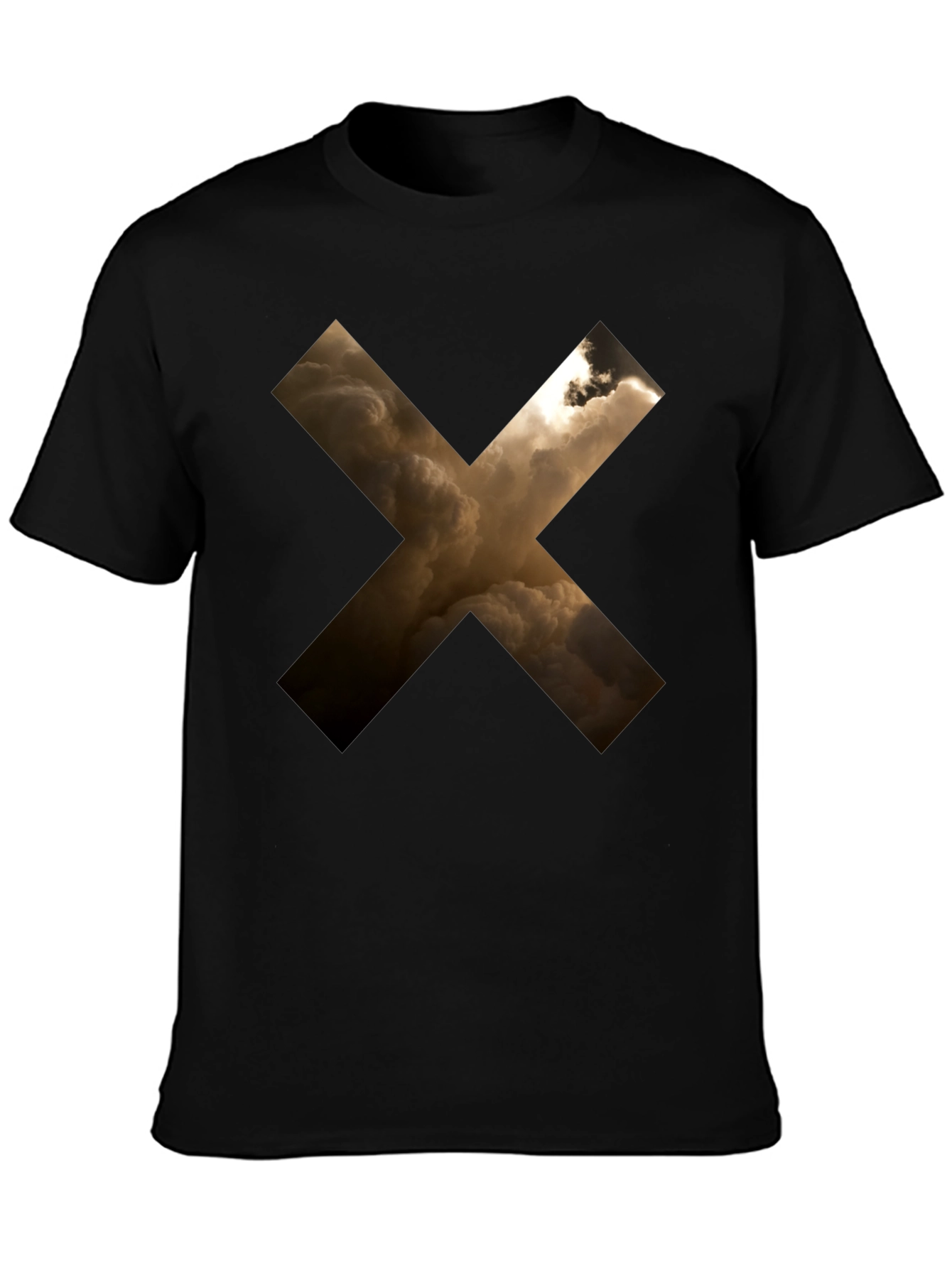 Abstract Cloud Cross Graphic Black T-Shirt