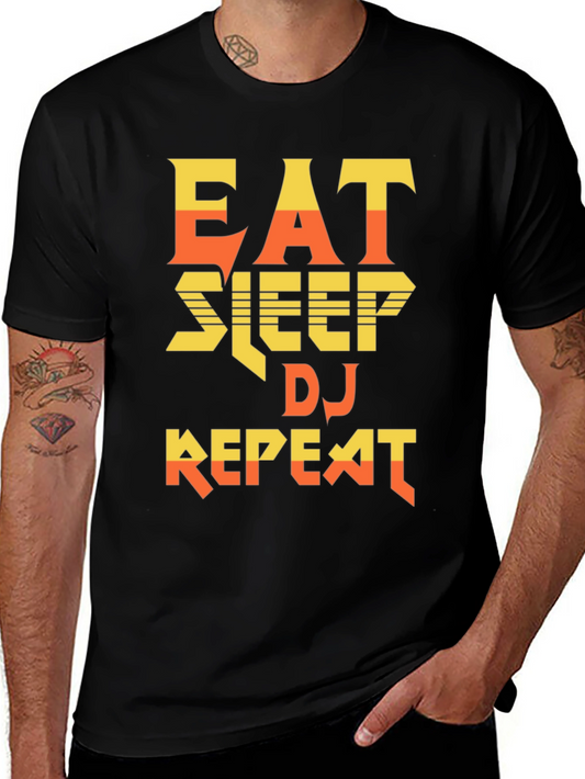 Eat Sleep DJ Repeat Black Graphic Tee