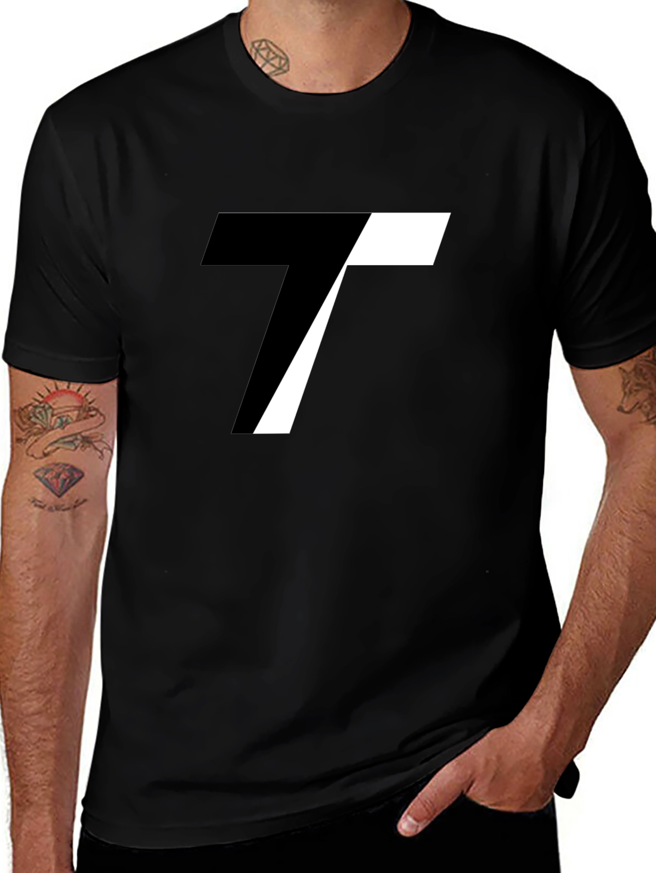 Modern Black T-Shirt with Abstract T Design