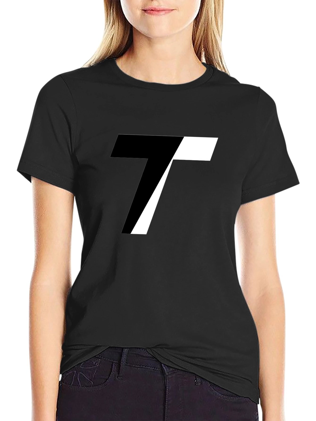 Modern Black T-Shirt with Abstract T Design