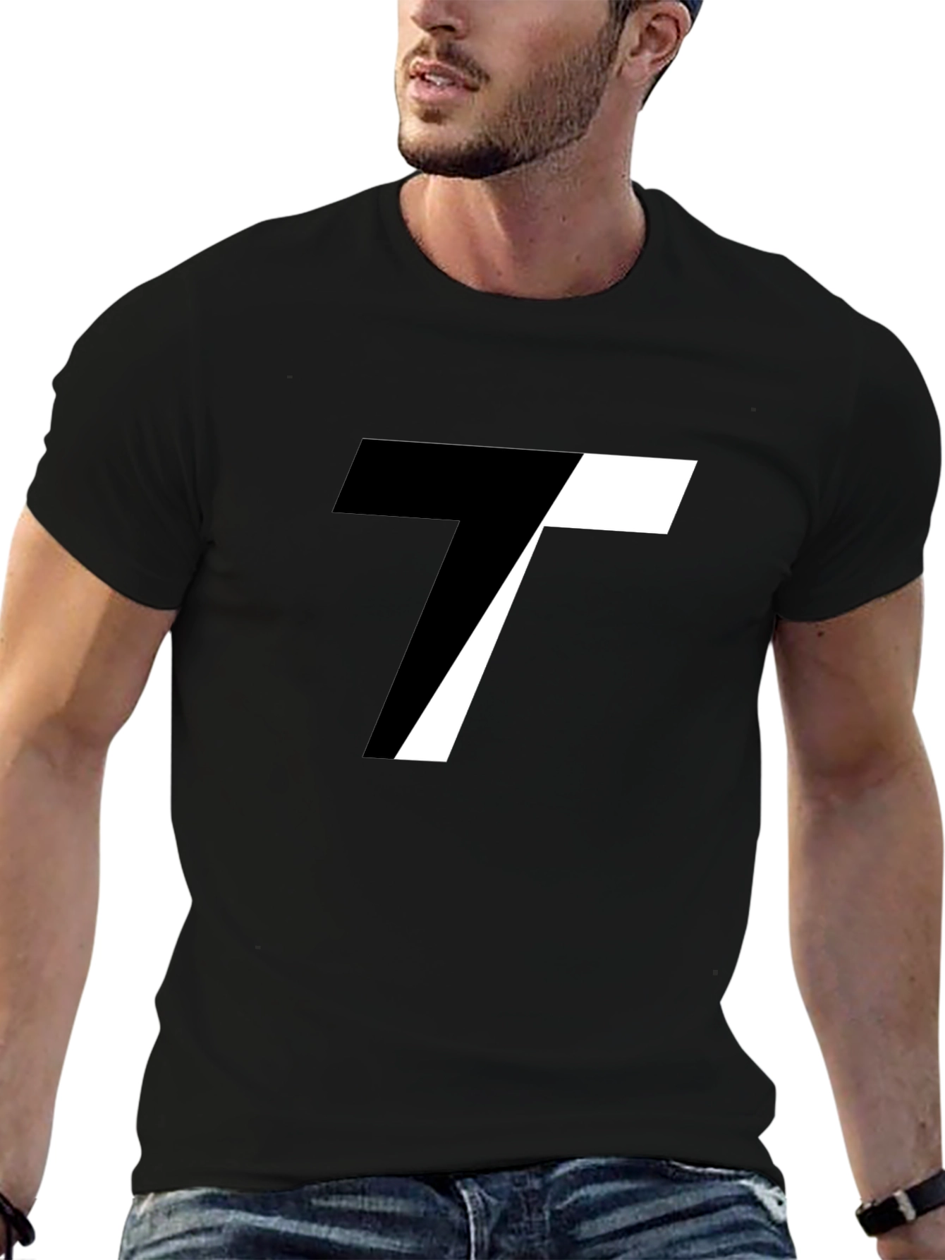 Modern Black T-Shirt with Abstract T Design