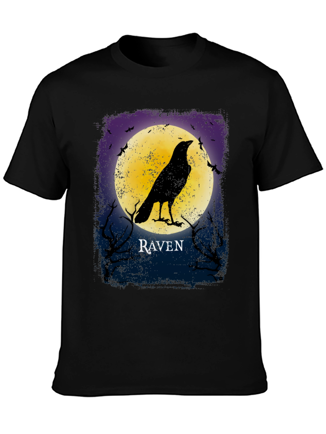 Raven Moon Graphic T-Shirt Black