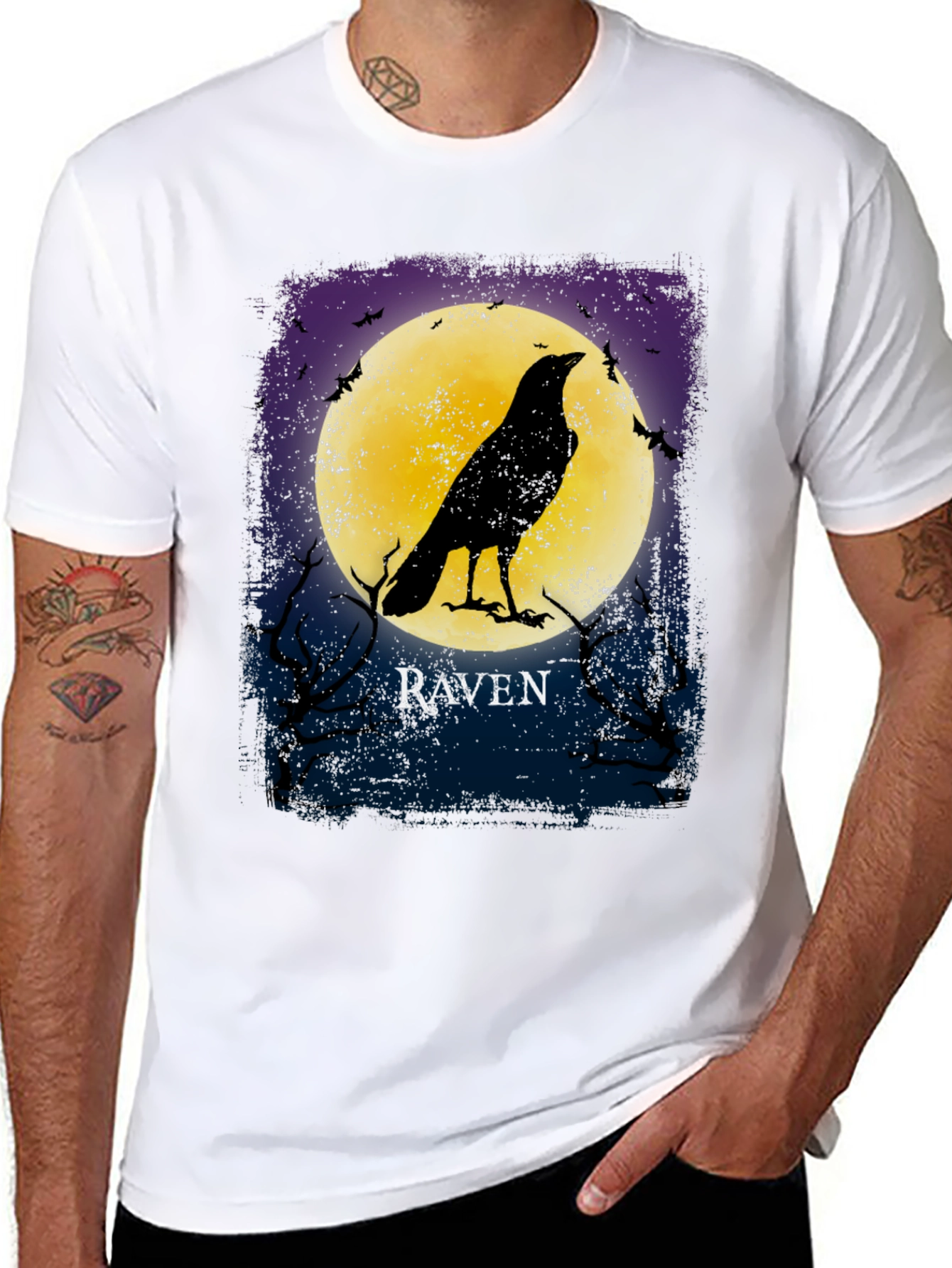 Raven Moon Graphic T-Shirt Black