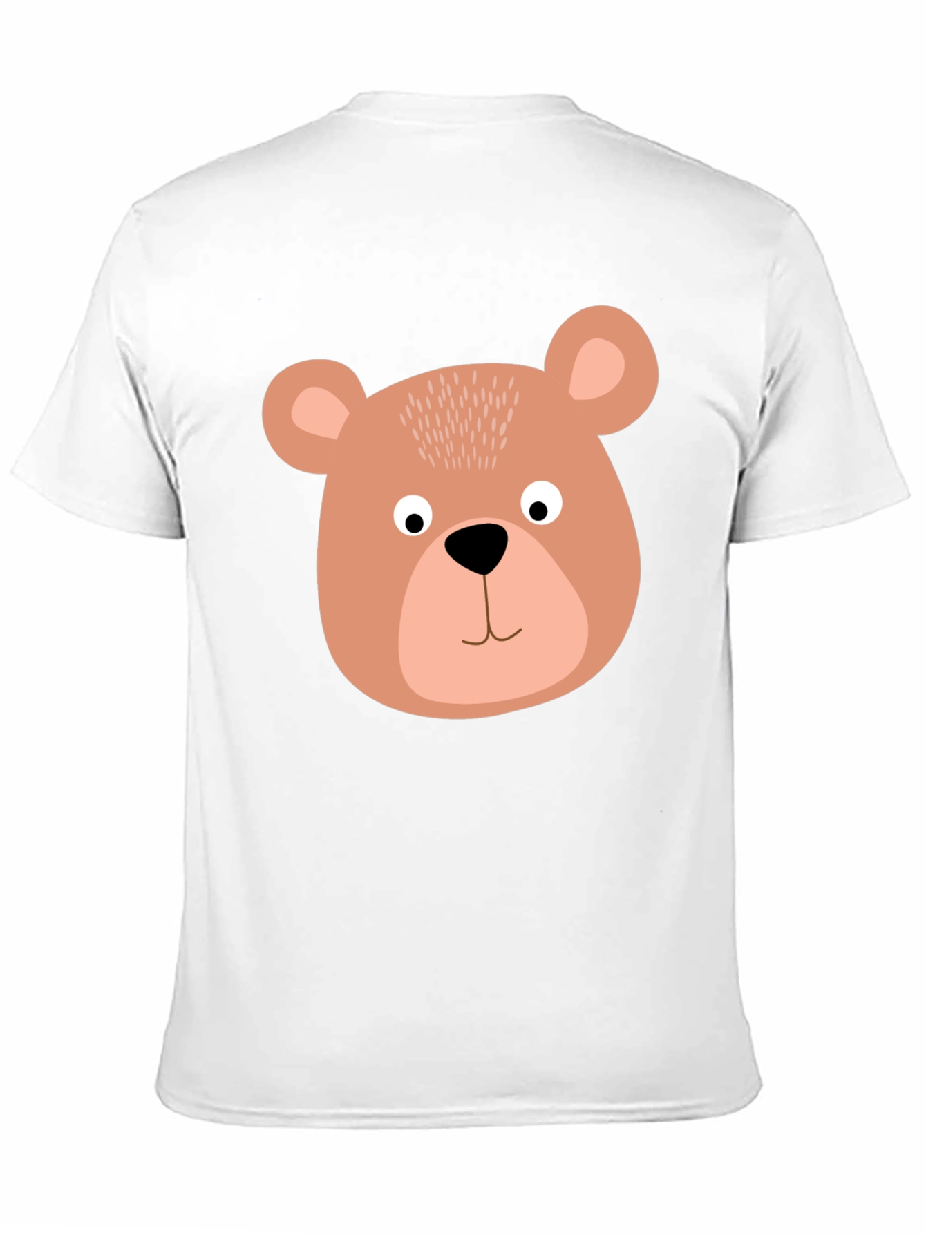 Cute Bear Face Graphic Tee - Black Cotton T-Shirt
