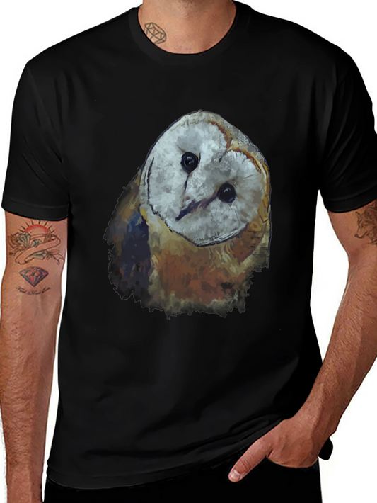 Mens Black Owl Graphic Tee