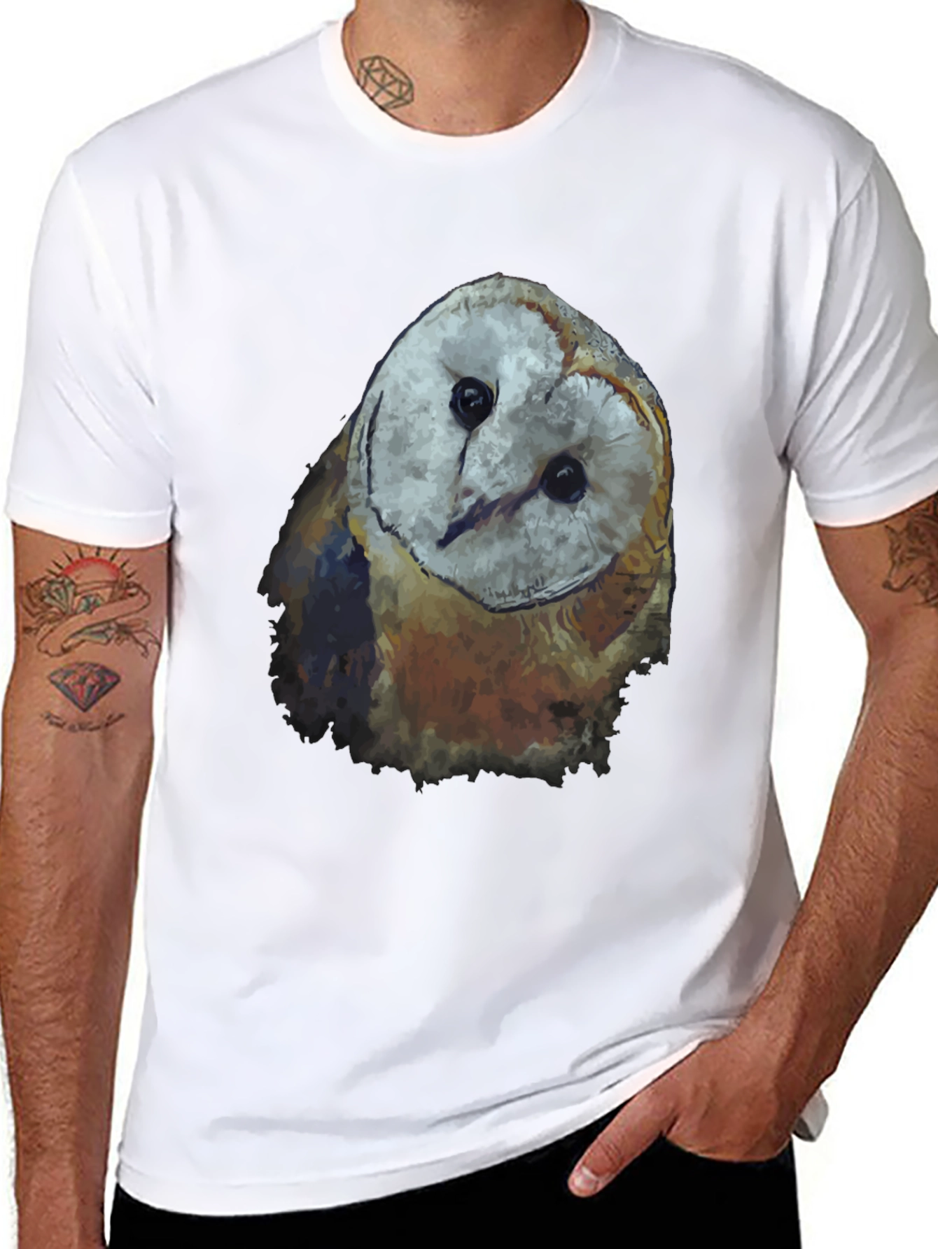 Mens Black Owl Graphic Tee