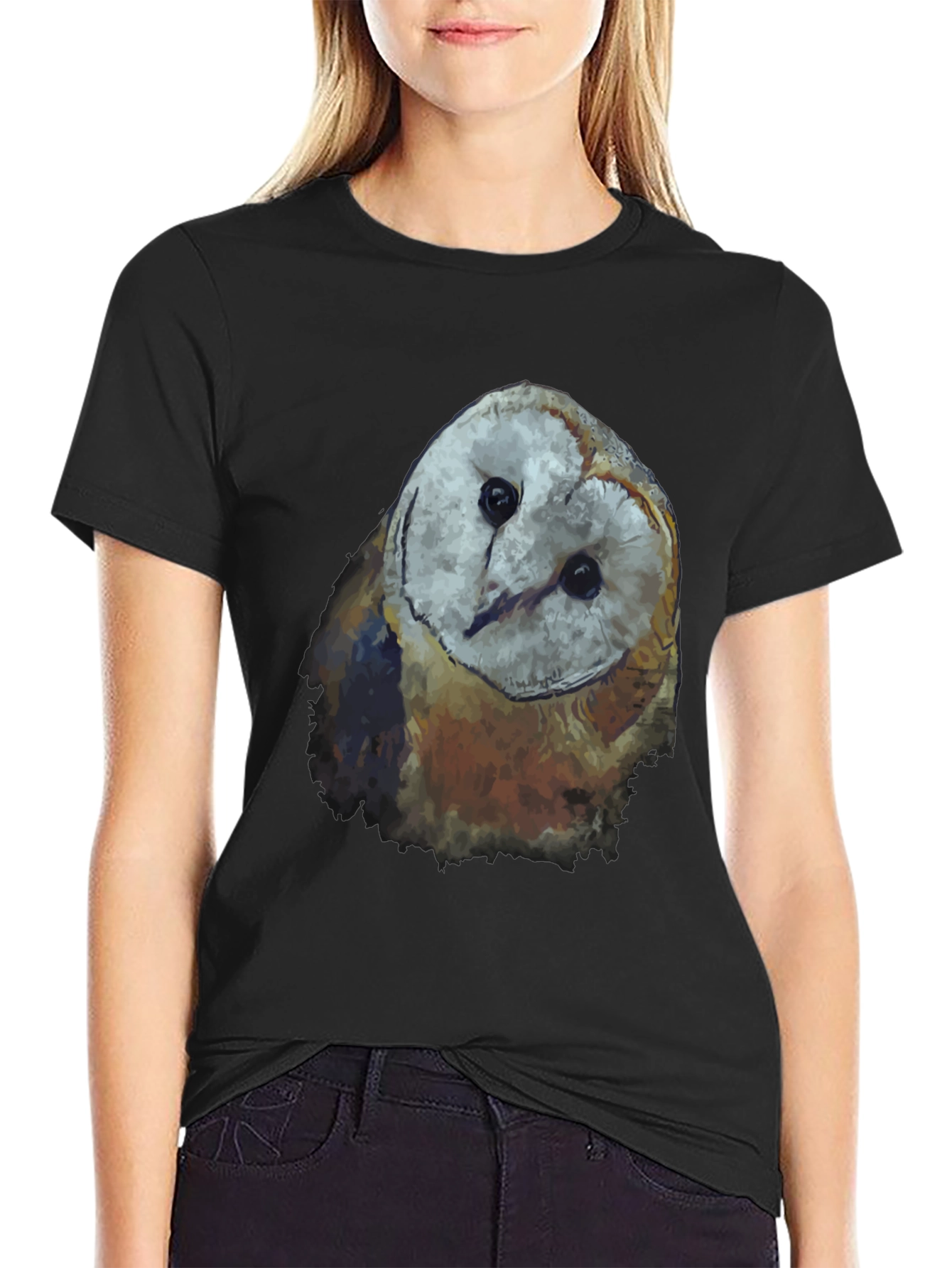 Mens Black Owl Graphic Tee