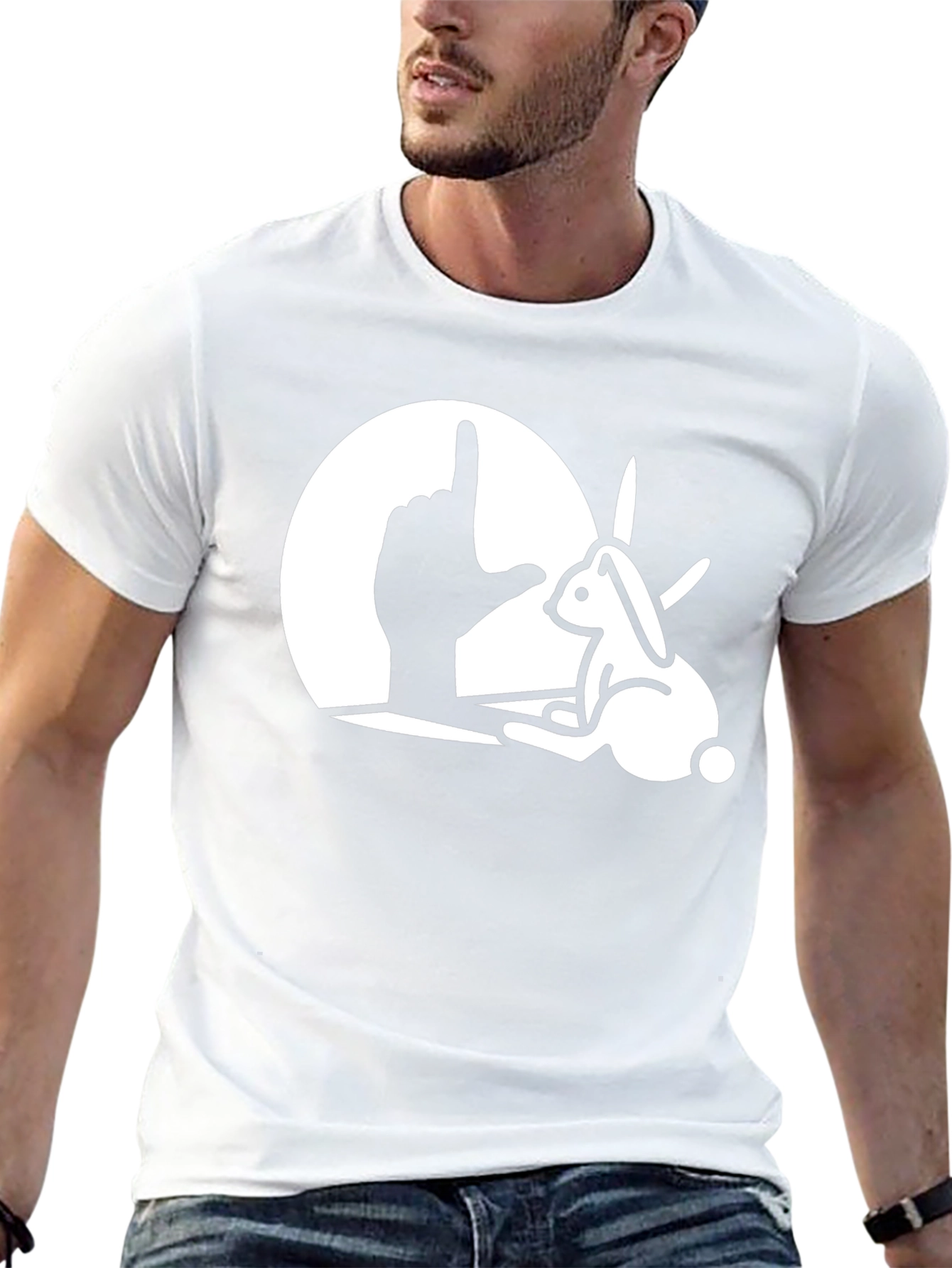 Rabbit Hand Shadow Graphic Tee - Unique Design