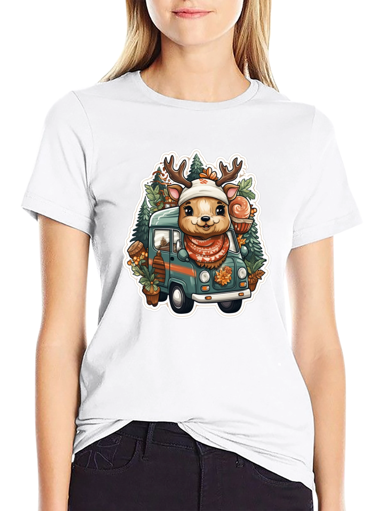 Festive Deer Truck Graphic Tee