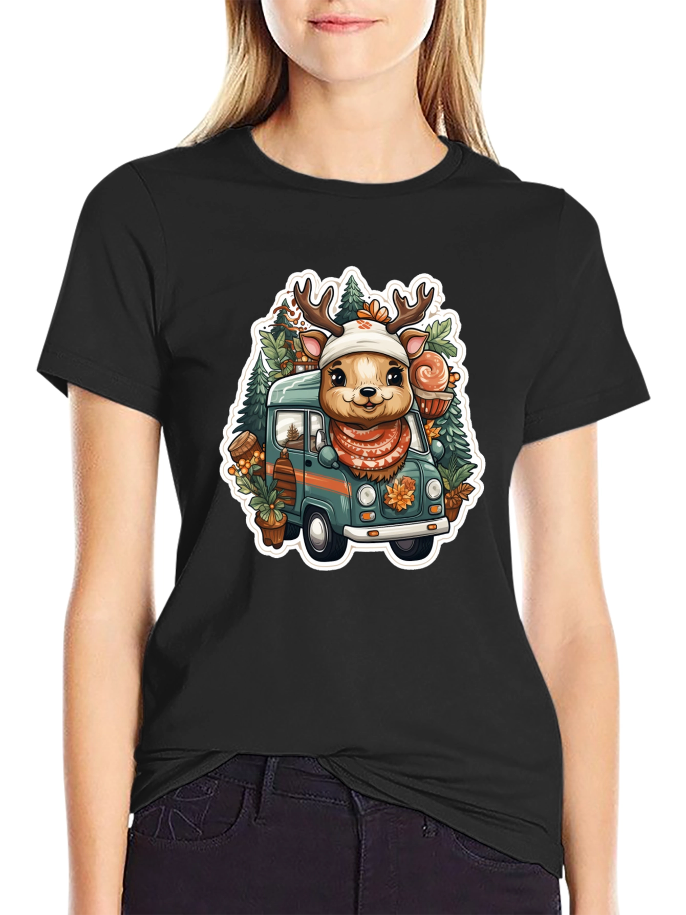 Festive Deer Truck Graphic Tee