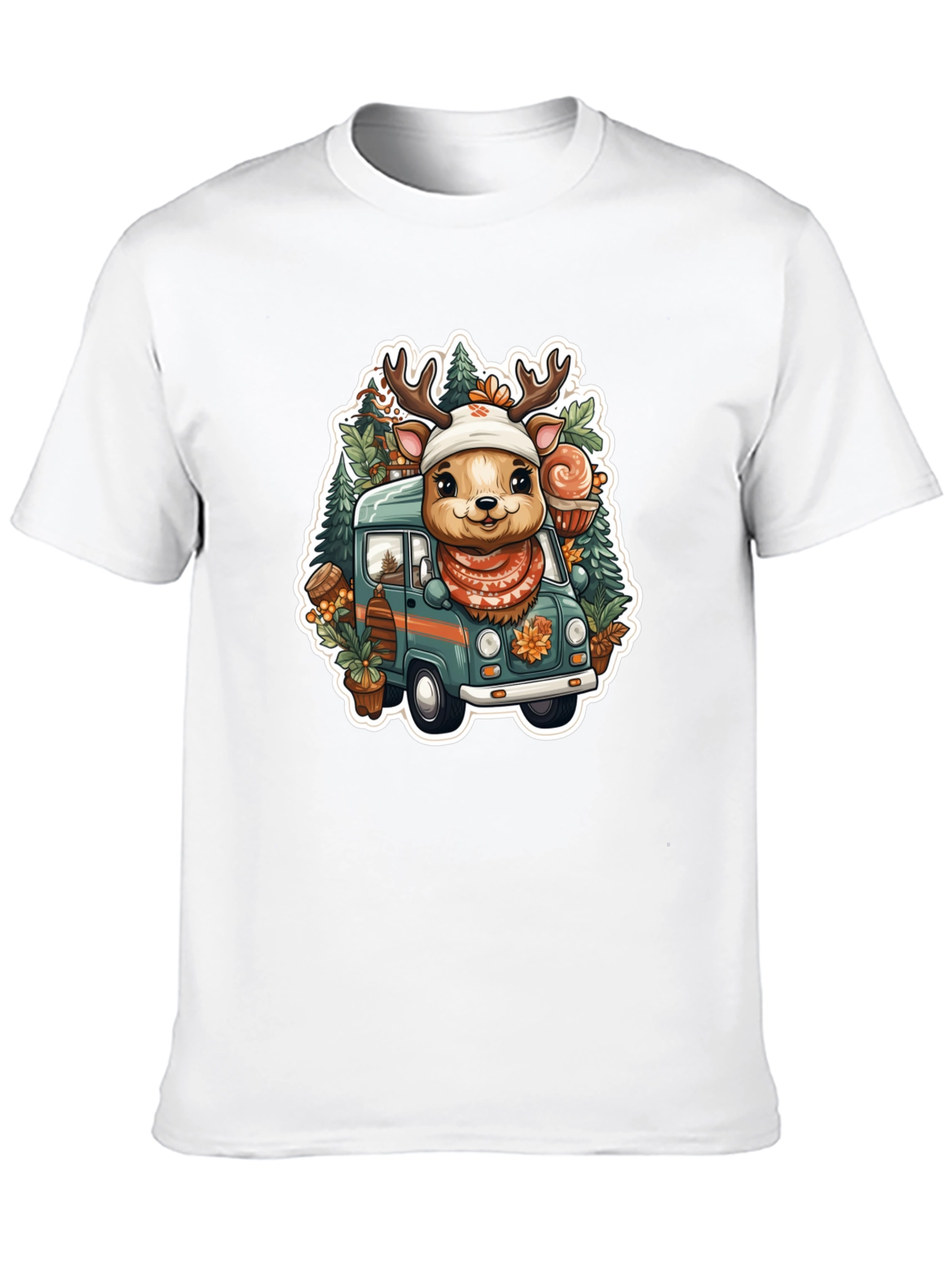 Festive Deer Truck Graphic Tee