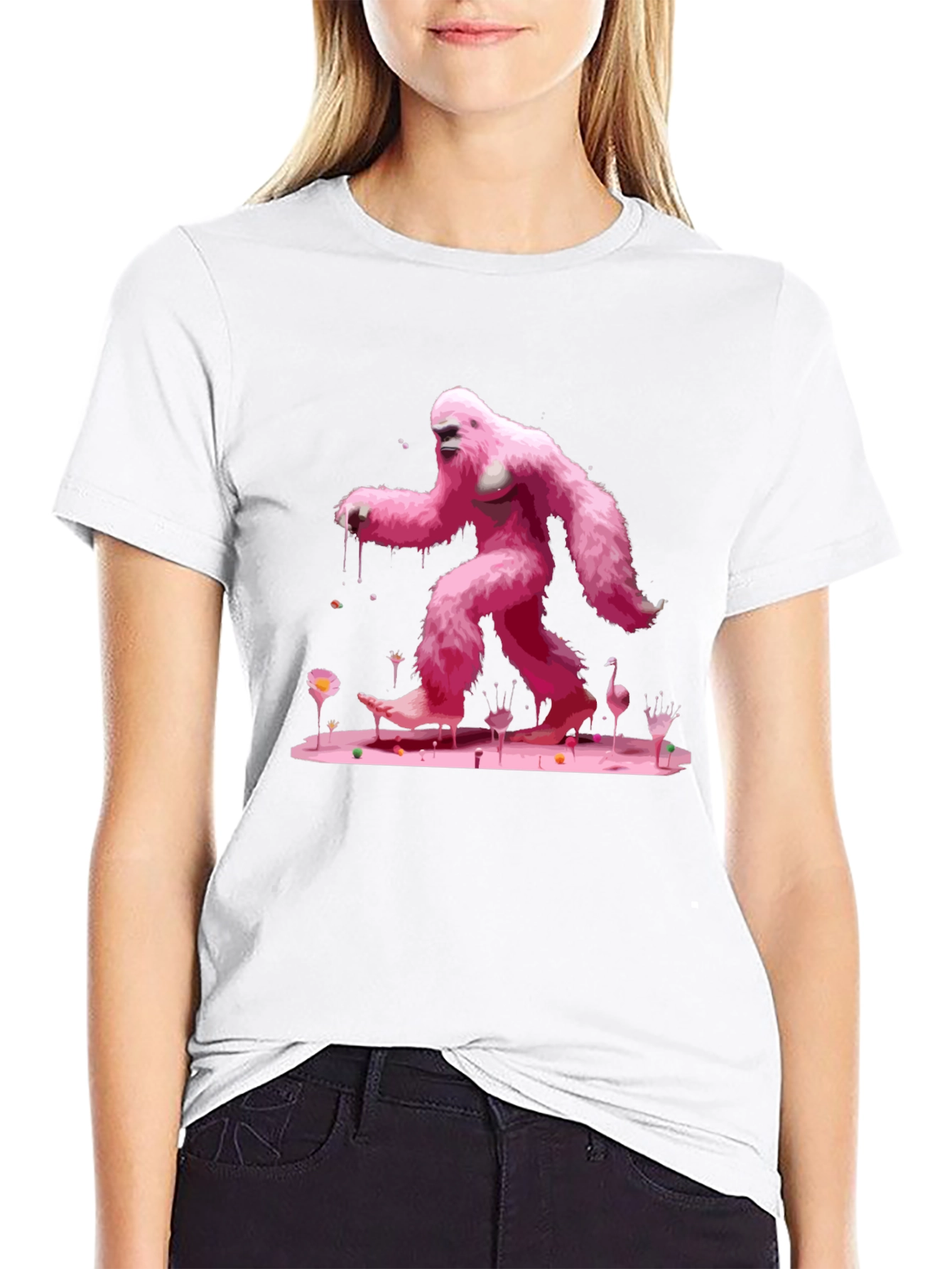 Pink Bigfoot Graphic Tee - Unique Design