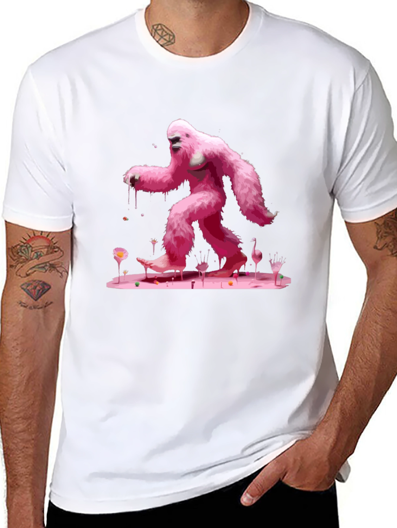 Pink Bigfoot Graphic Tee - Unique Design