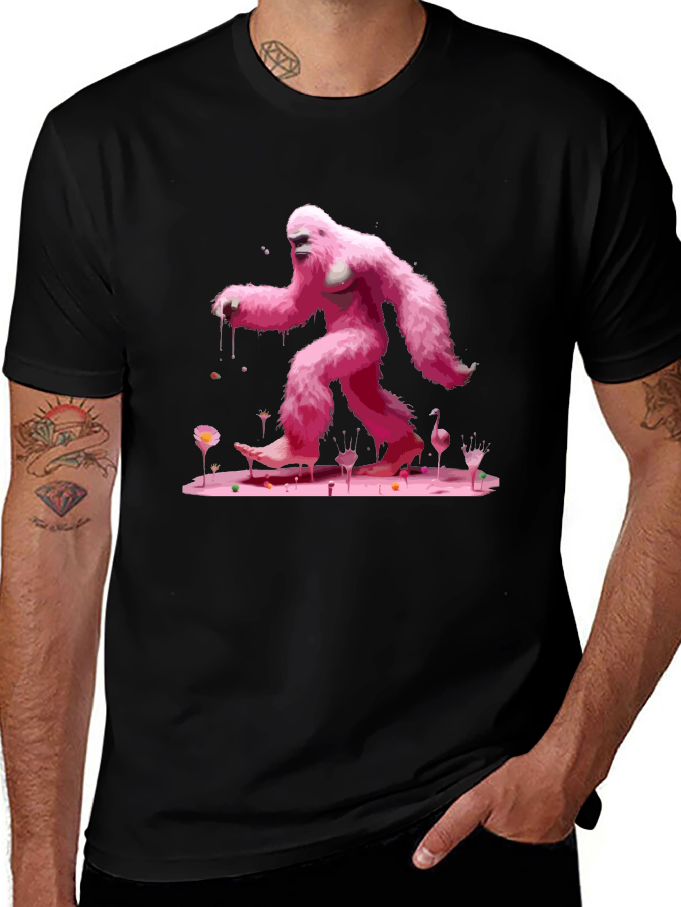 Pink Bigfoot Graphic Tee - Unique Design
