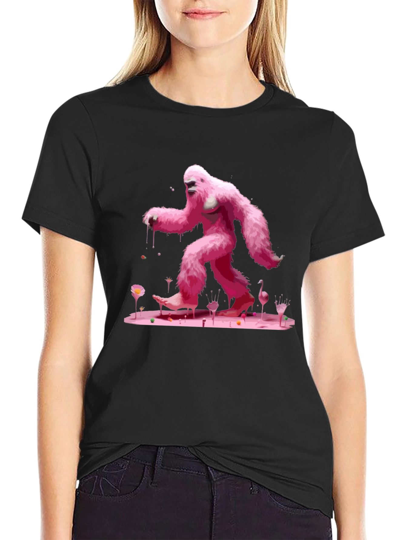 Pink Bigfoot Graphic Tee - Unique Design