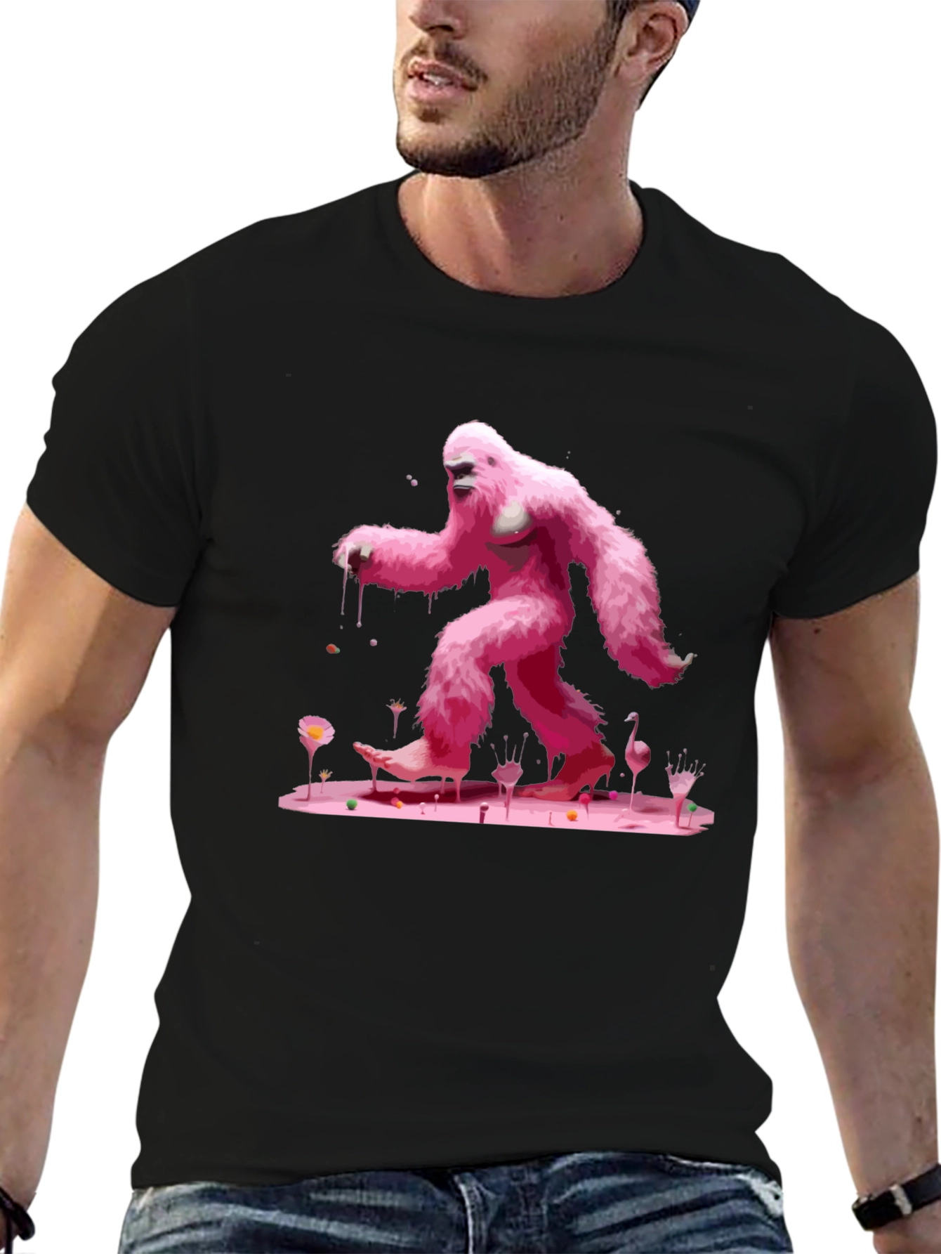 Pink Bigfoot Graphic Tee - Unique Design