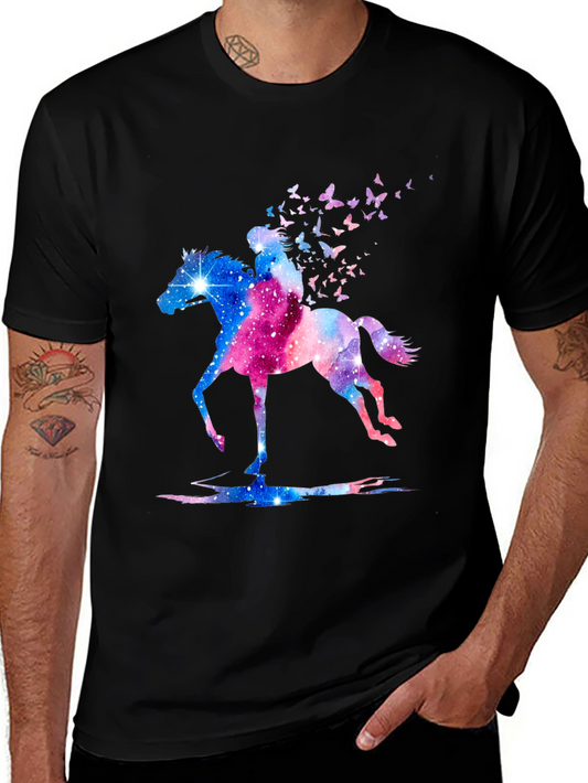 Galaxy Horse & Rider Tee - Unisex Black T-Shirt