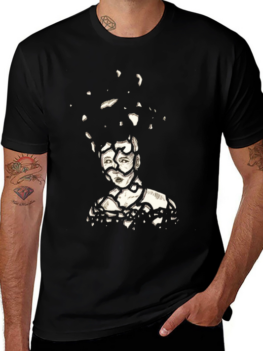Abstract Portrait Graphic Tee - Black