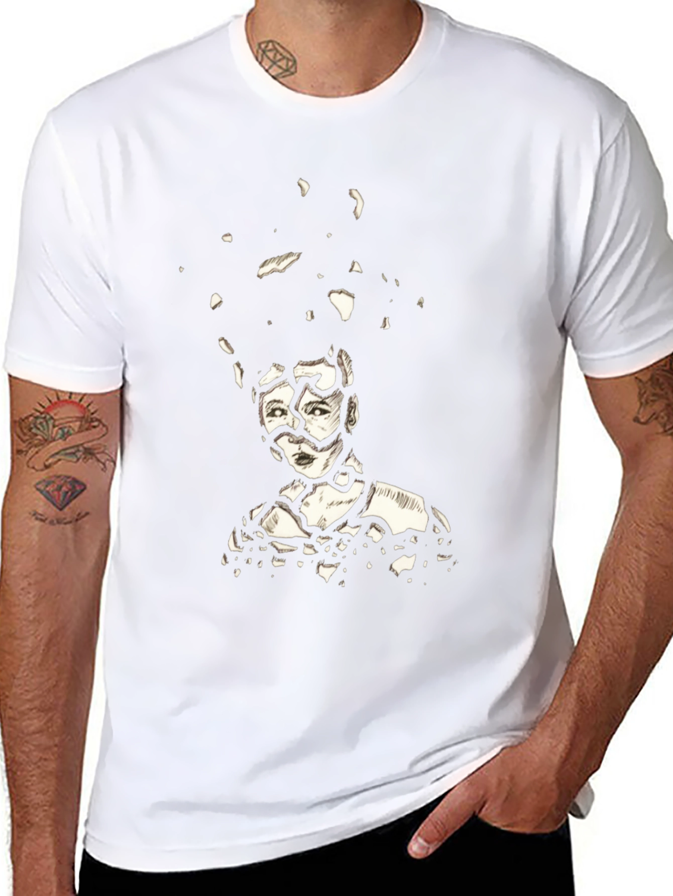 Abstract Portrait Graphic Tee - Black