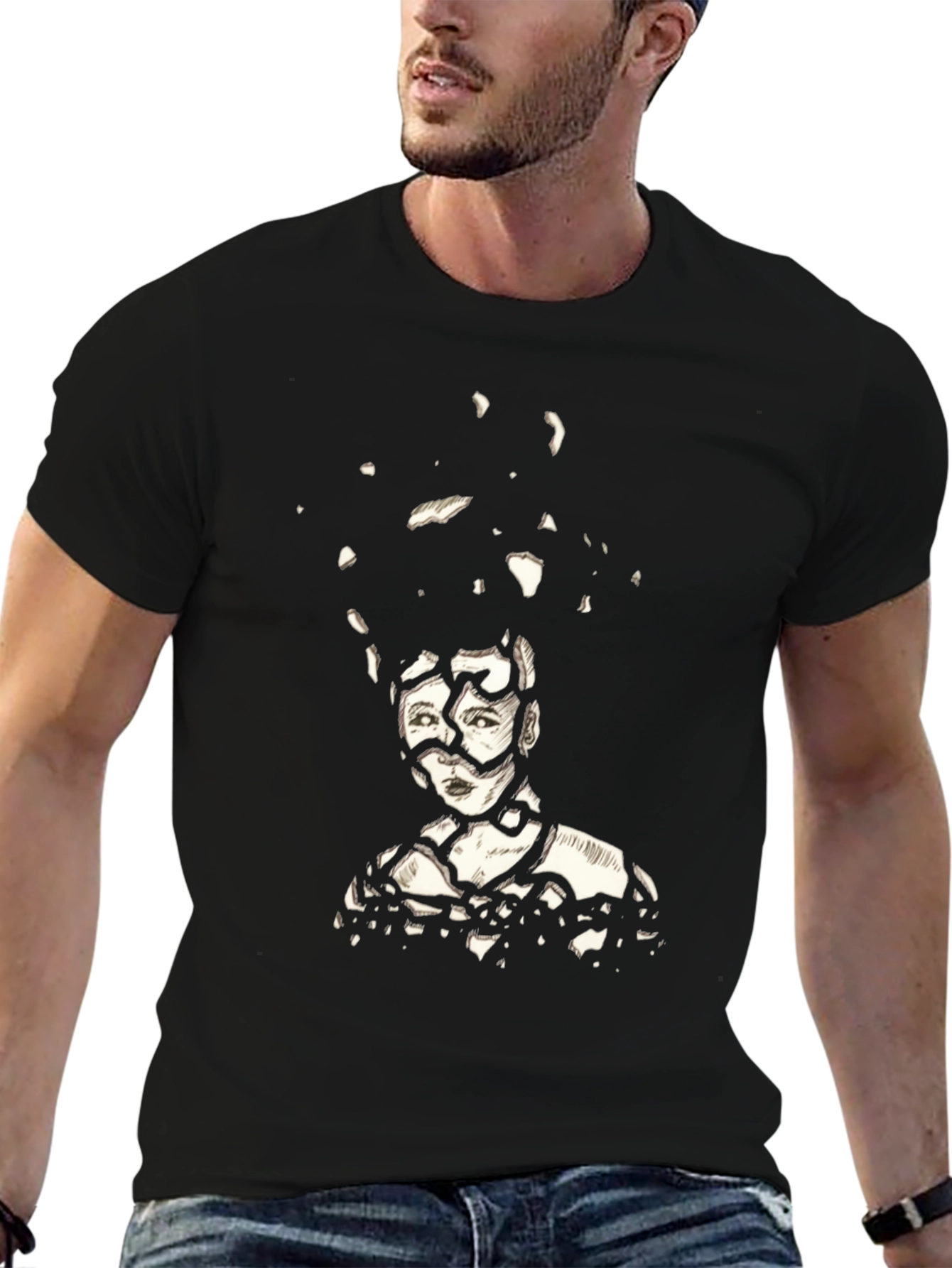 Abstract Portrait Graphic Tee - Black