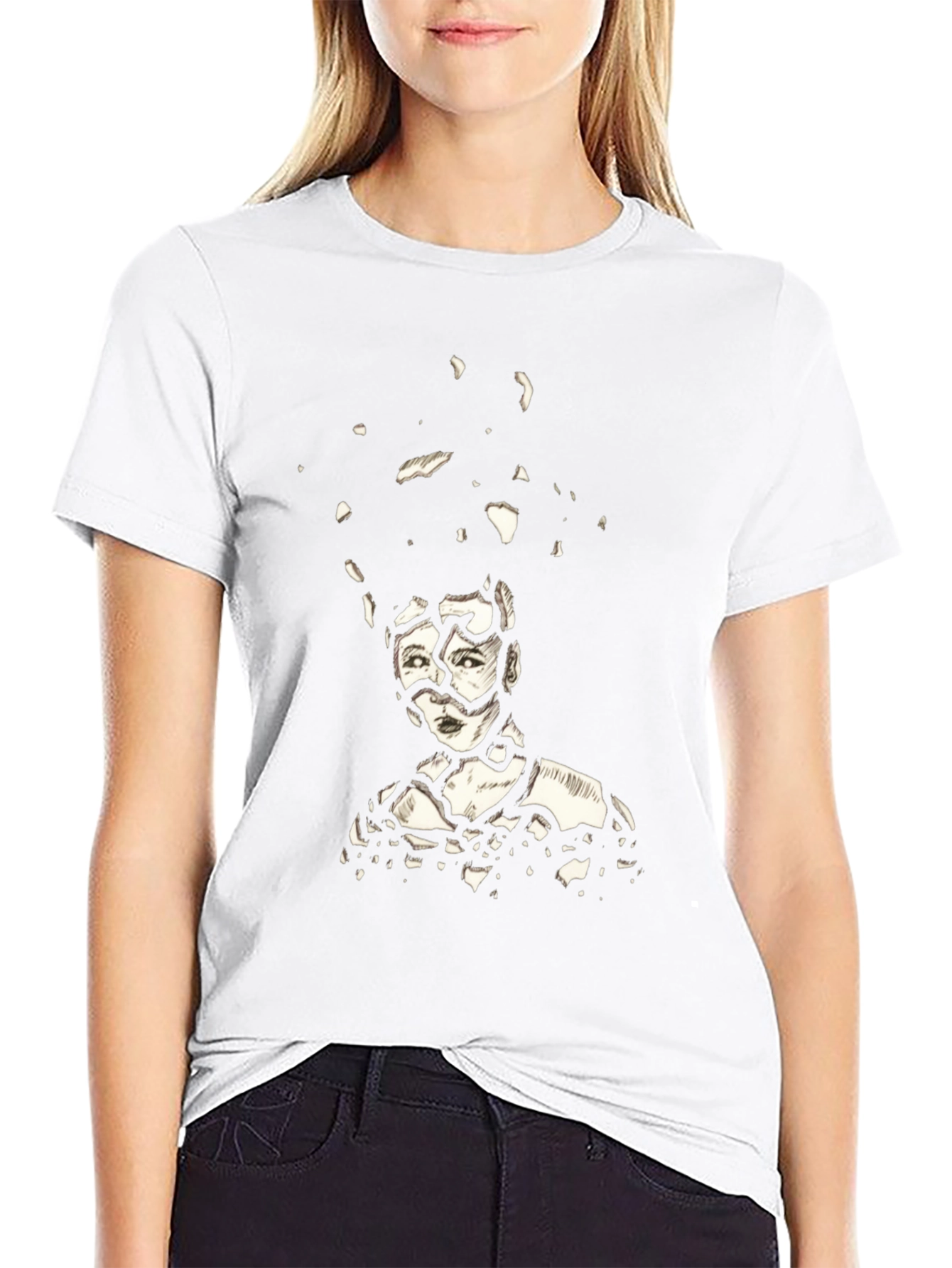 Abstract Portrait Graphic Tee - Black