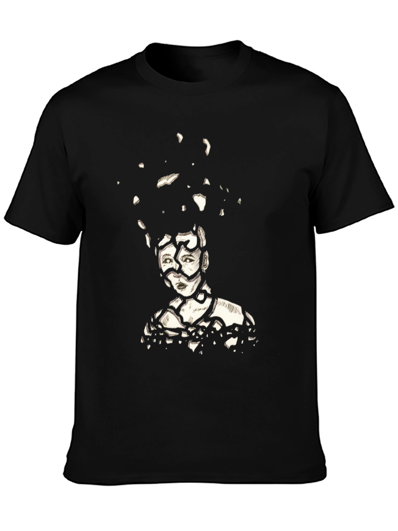 Abstract Portrait Graphic Tee - Black