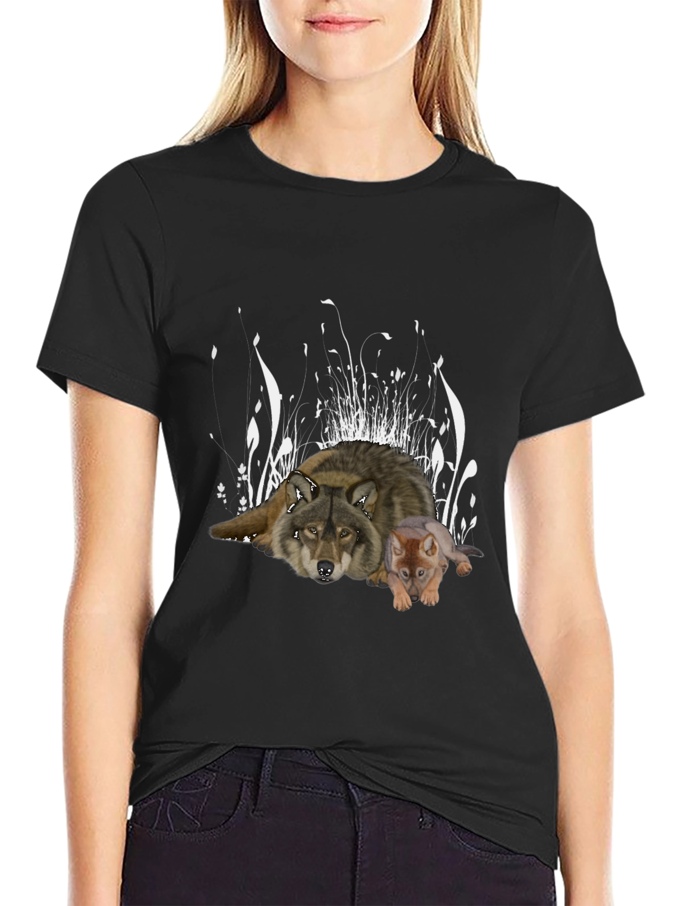 Wolf and Cub Black Graphic Tee