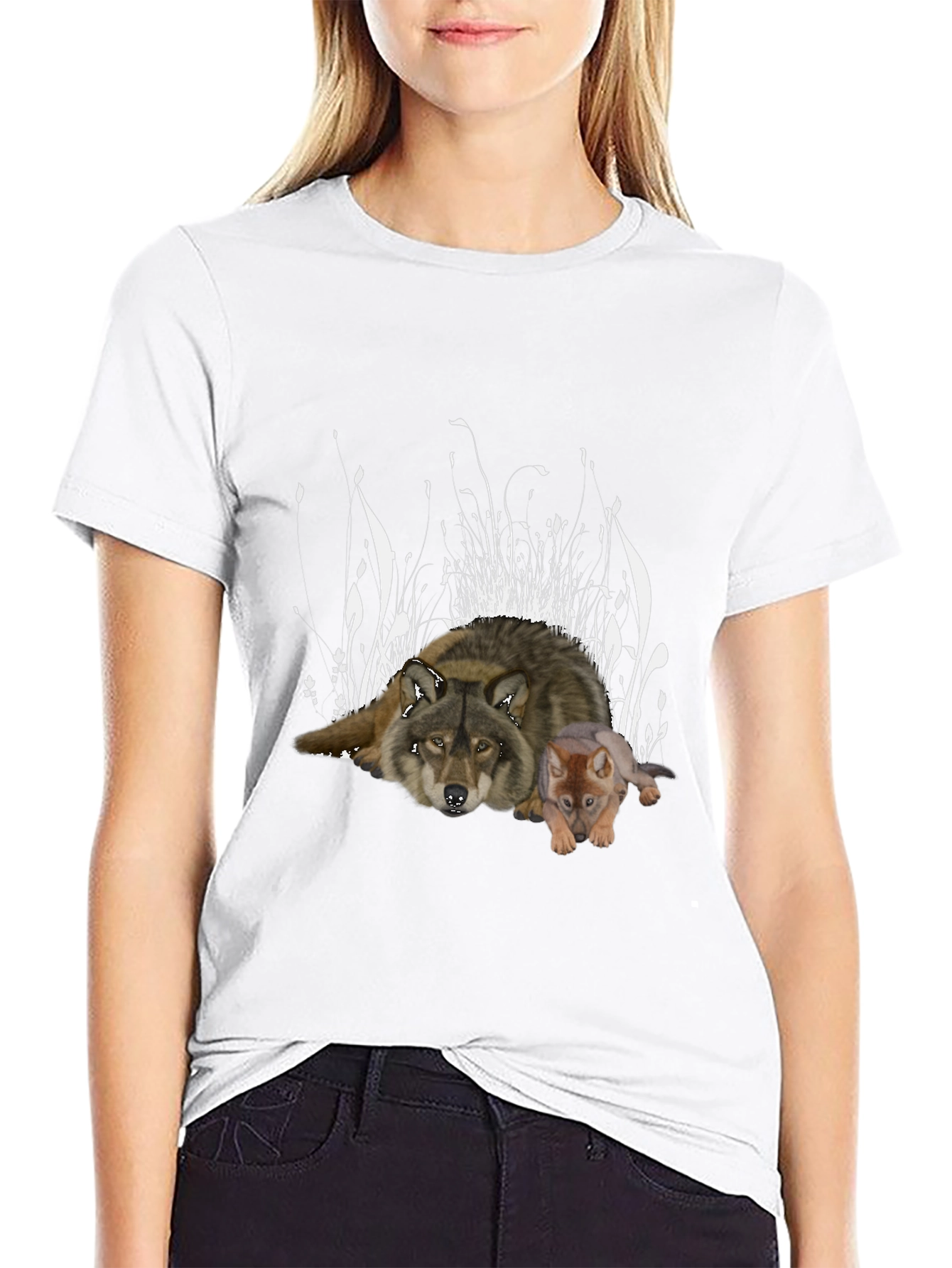 Wolf and Cub Black Graphic Tee
