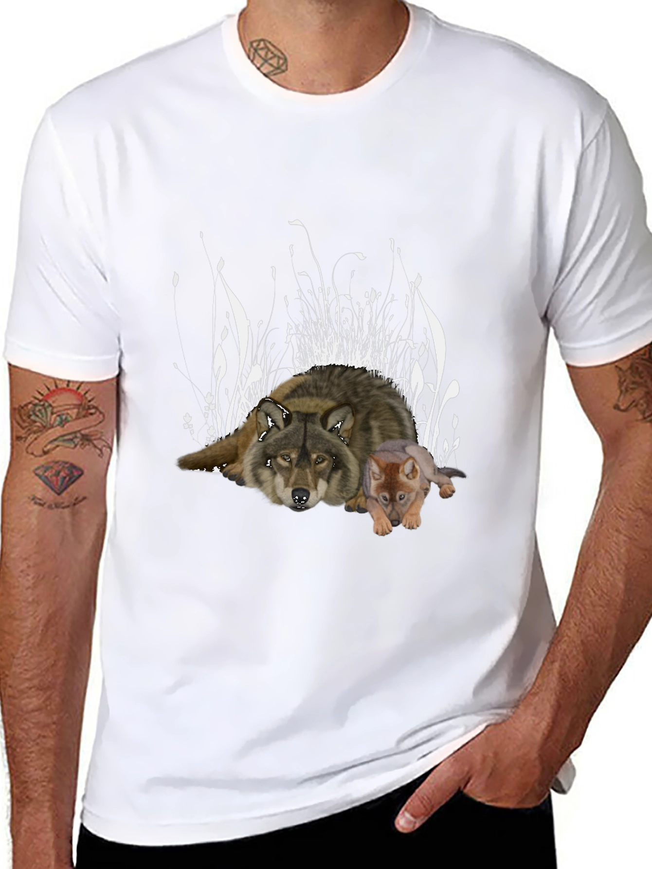 Wolf and Cub Black Graphic Tee