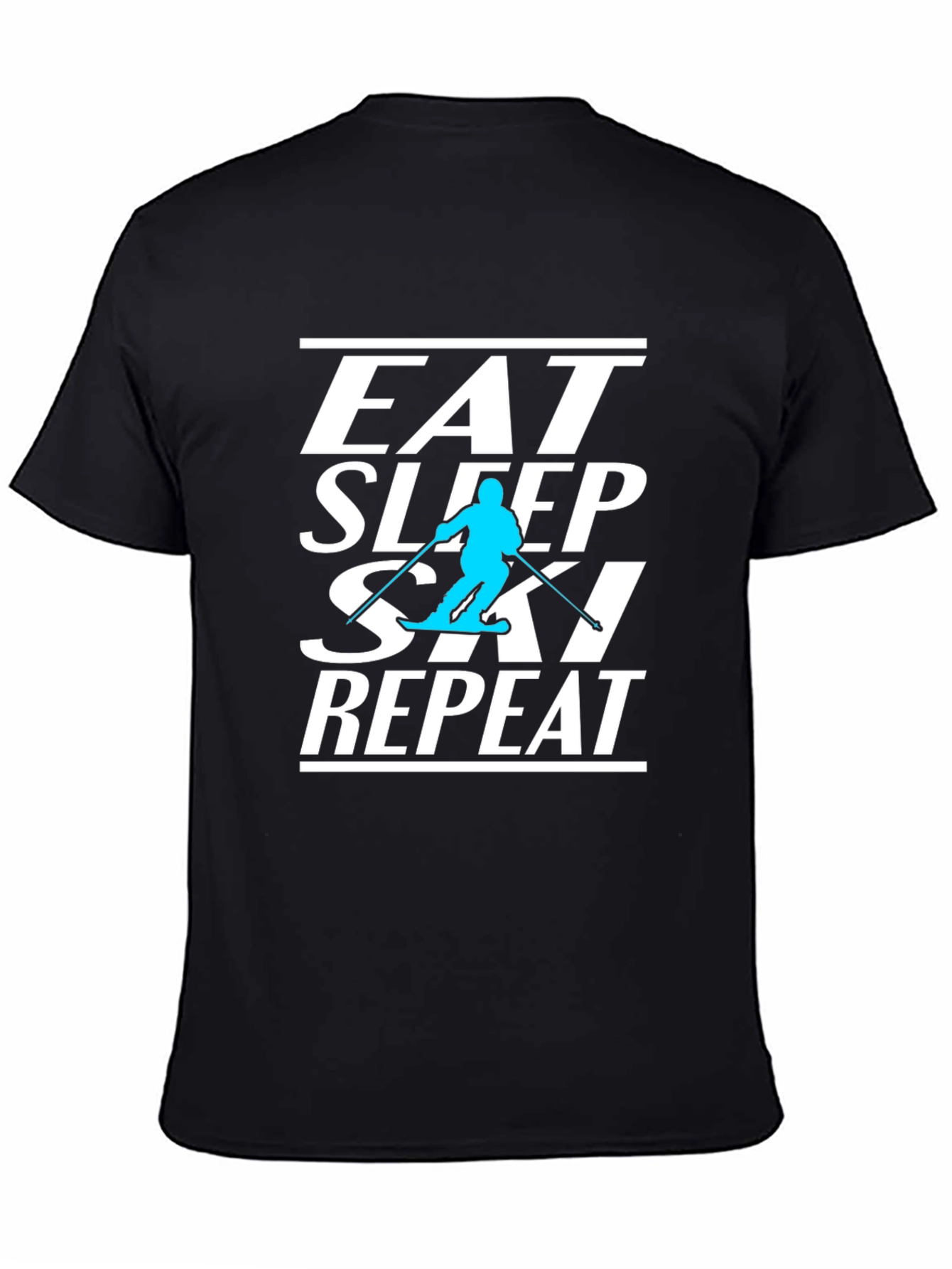 Eat Sleep Ski Repeat Black Graphic Tee
