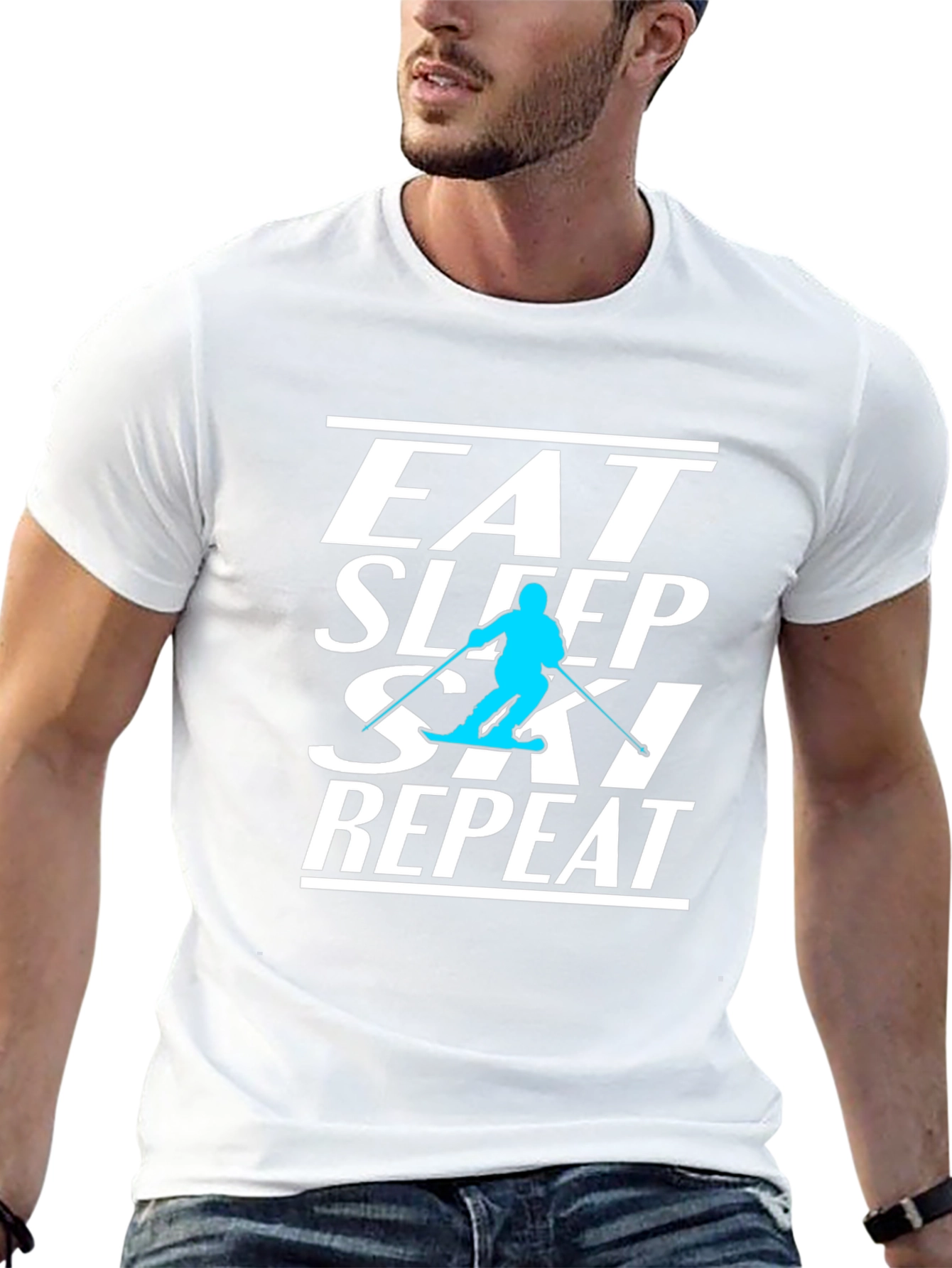 Eat Sleep Ski Repeat Black Graphic Tee