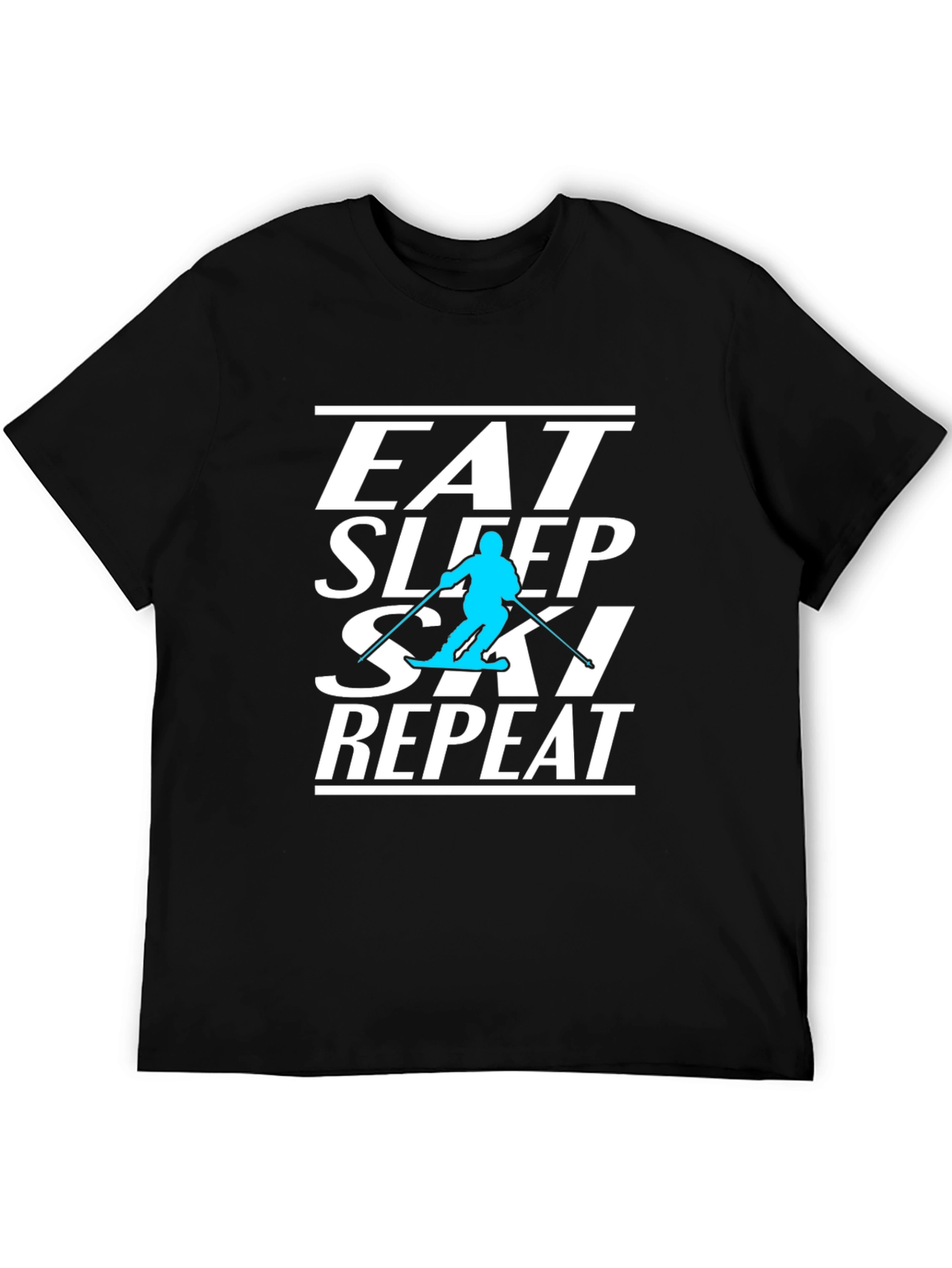 Eat Sleep Ski Repeat Black Graphic Tee