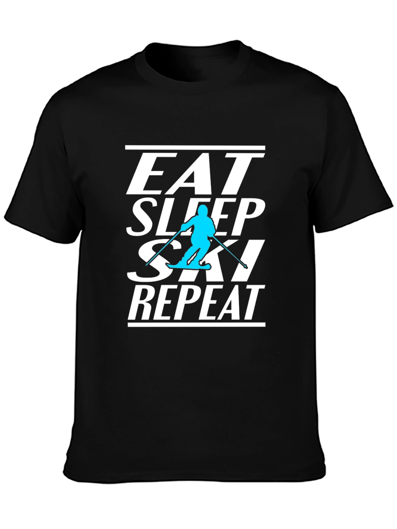 Eat Sleep Ski Repeat Black Graphic Tee