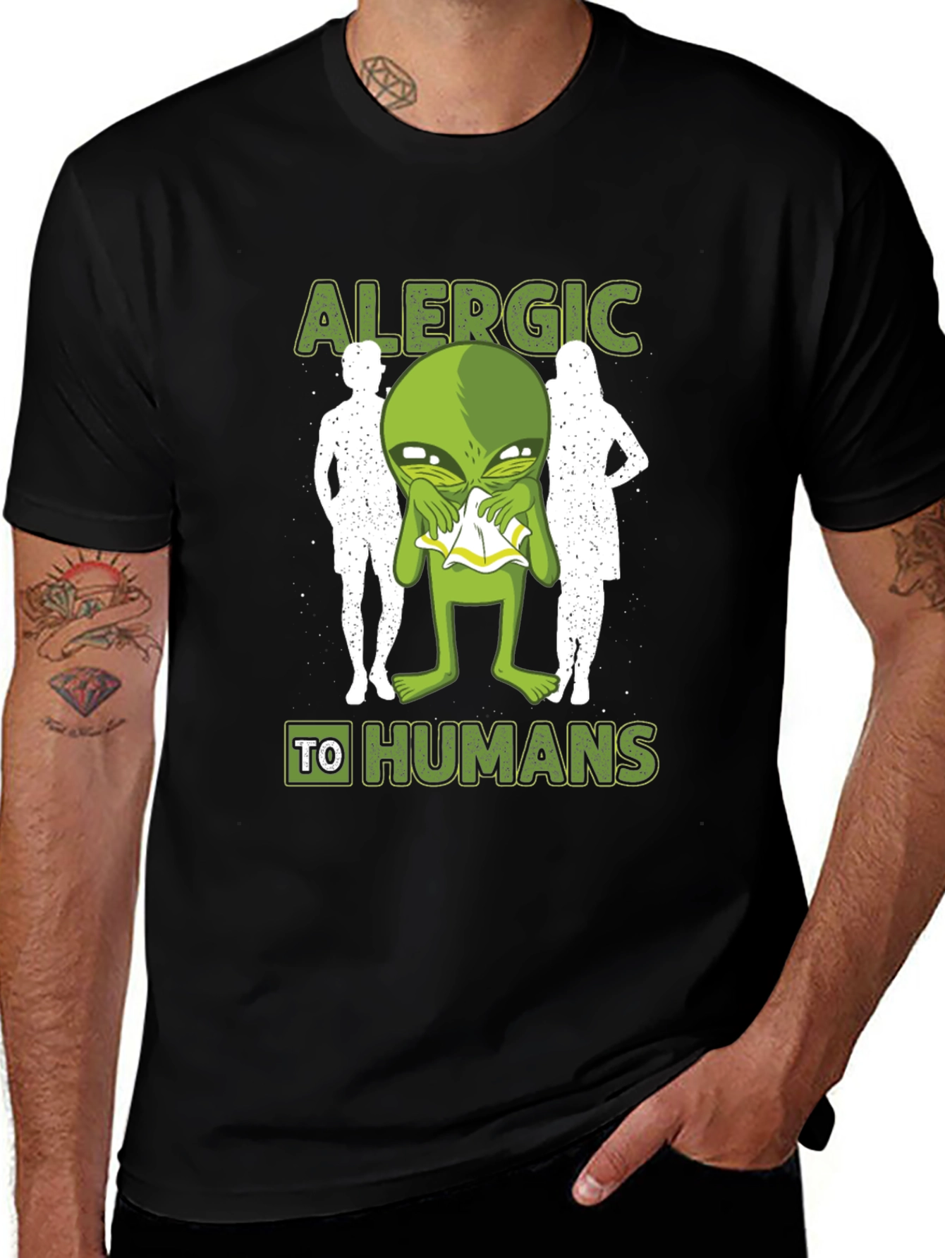 Allergic to Humans Alien Graphic Tee
