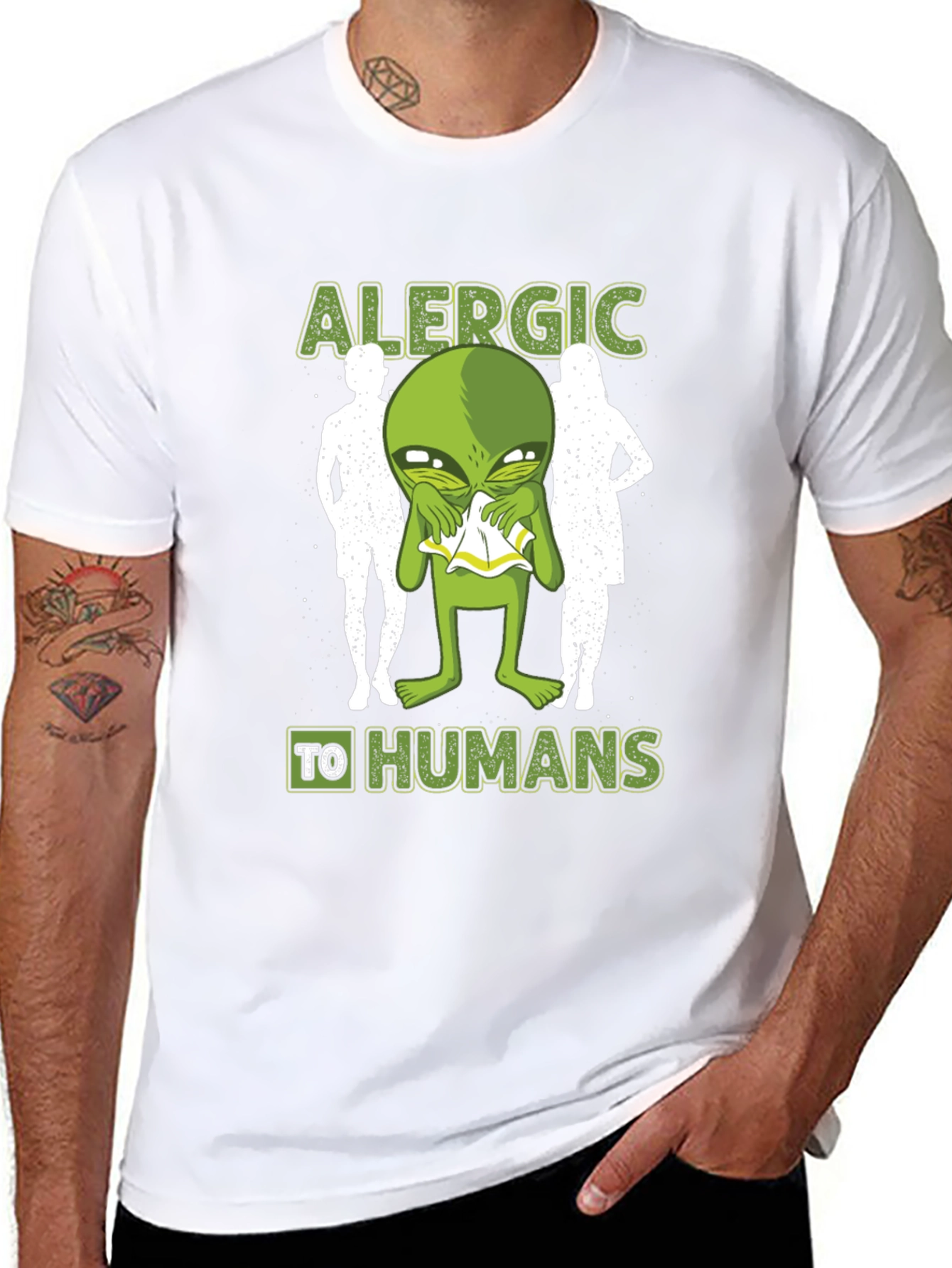 Allergic to Humans Alien Graphic Tee