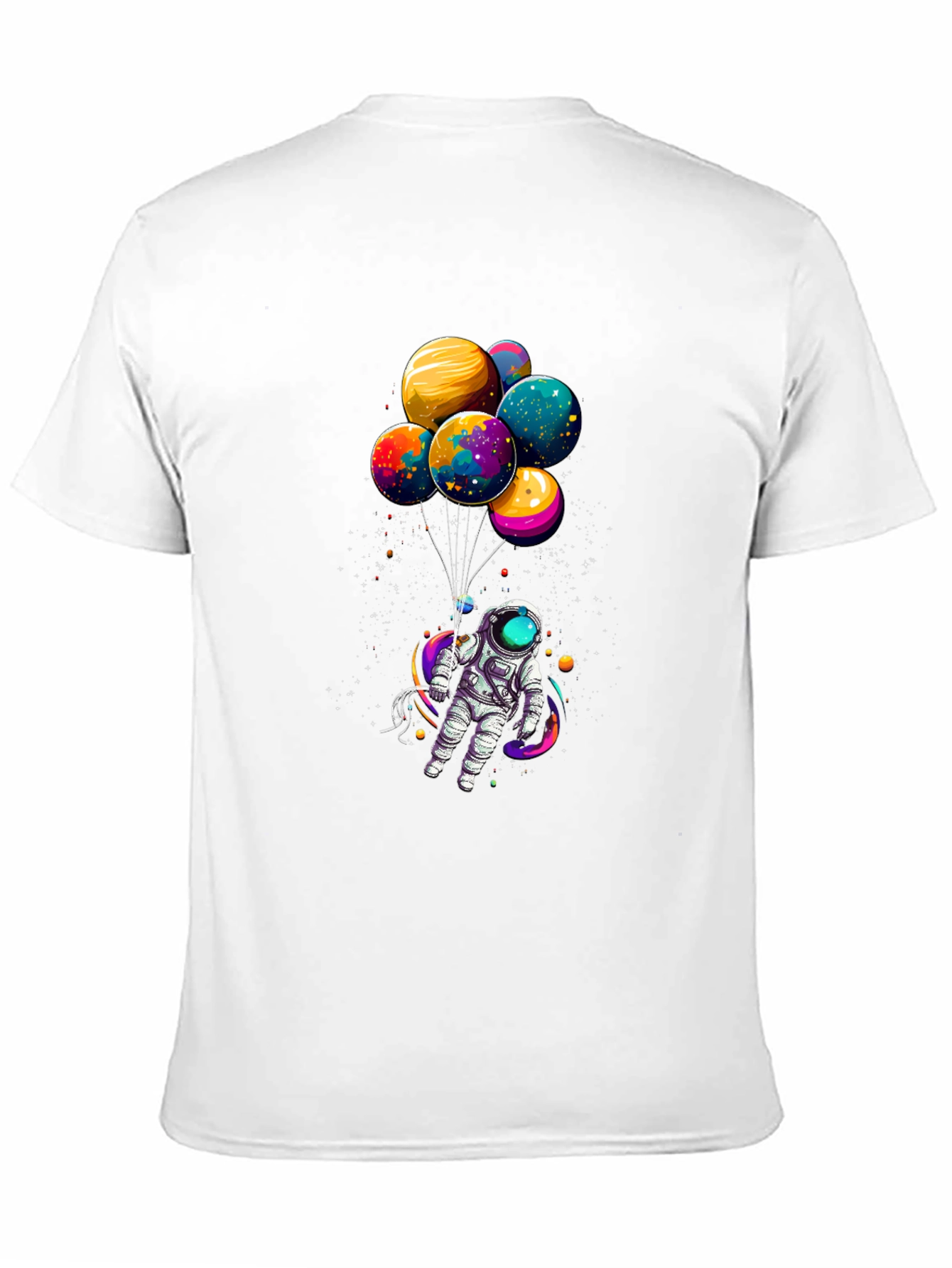 Astronaut with Planet Balloons Graphic Tee - Black