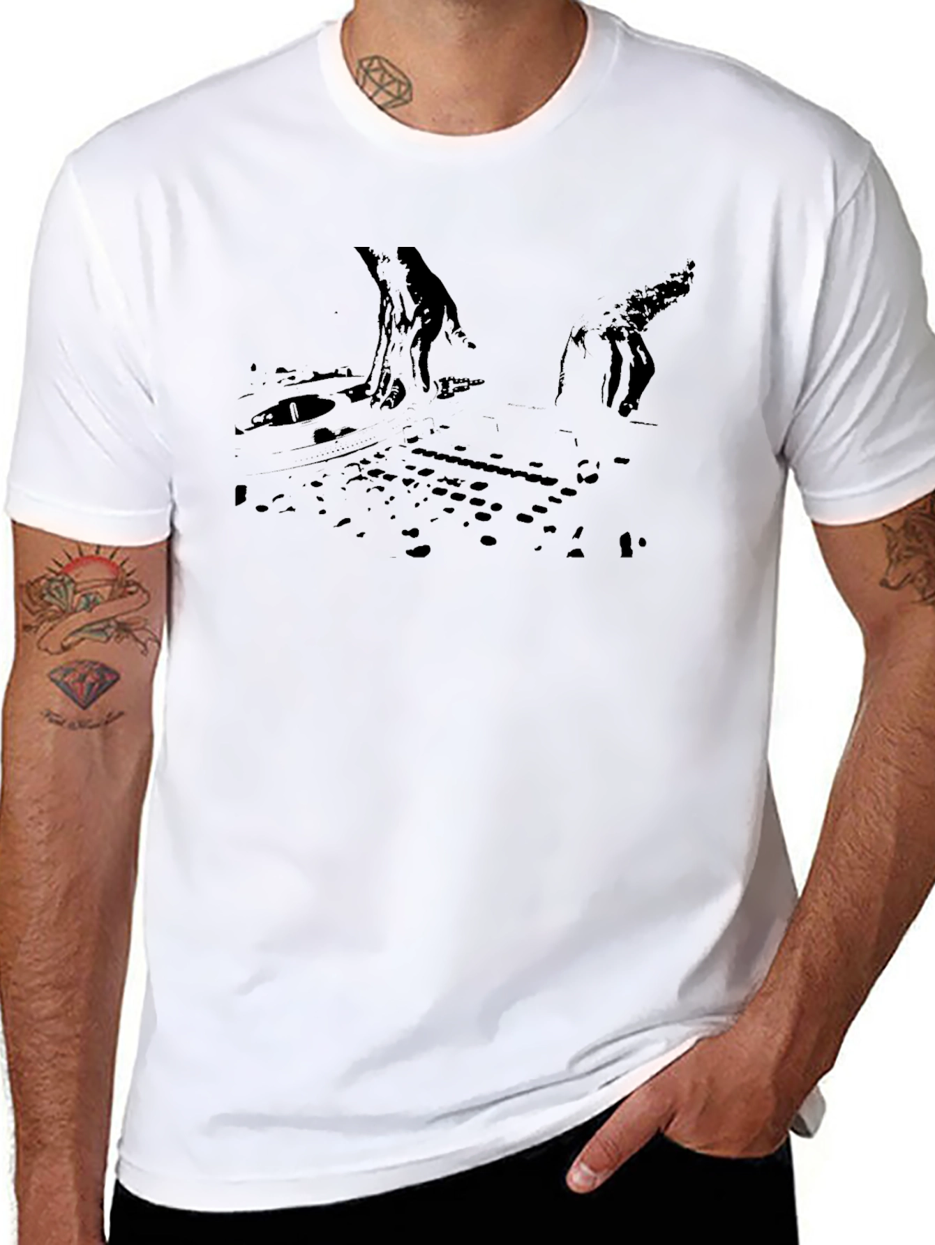 Graphic Black T-Shirt: DJ Set Design