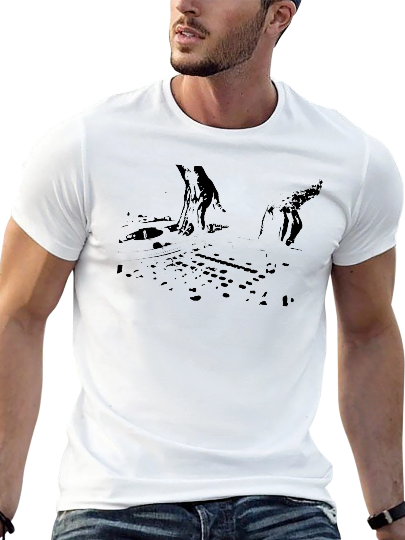 Graphic Black T-Shirt: DJ Set Design
