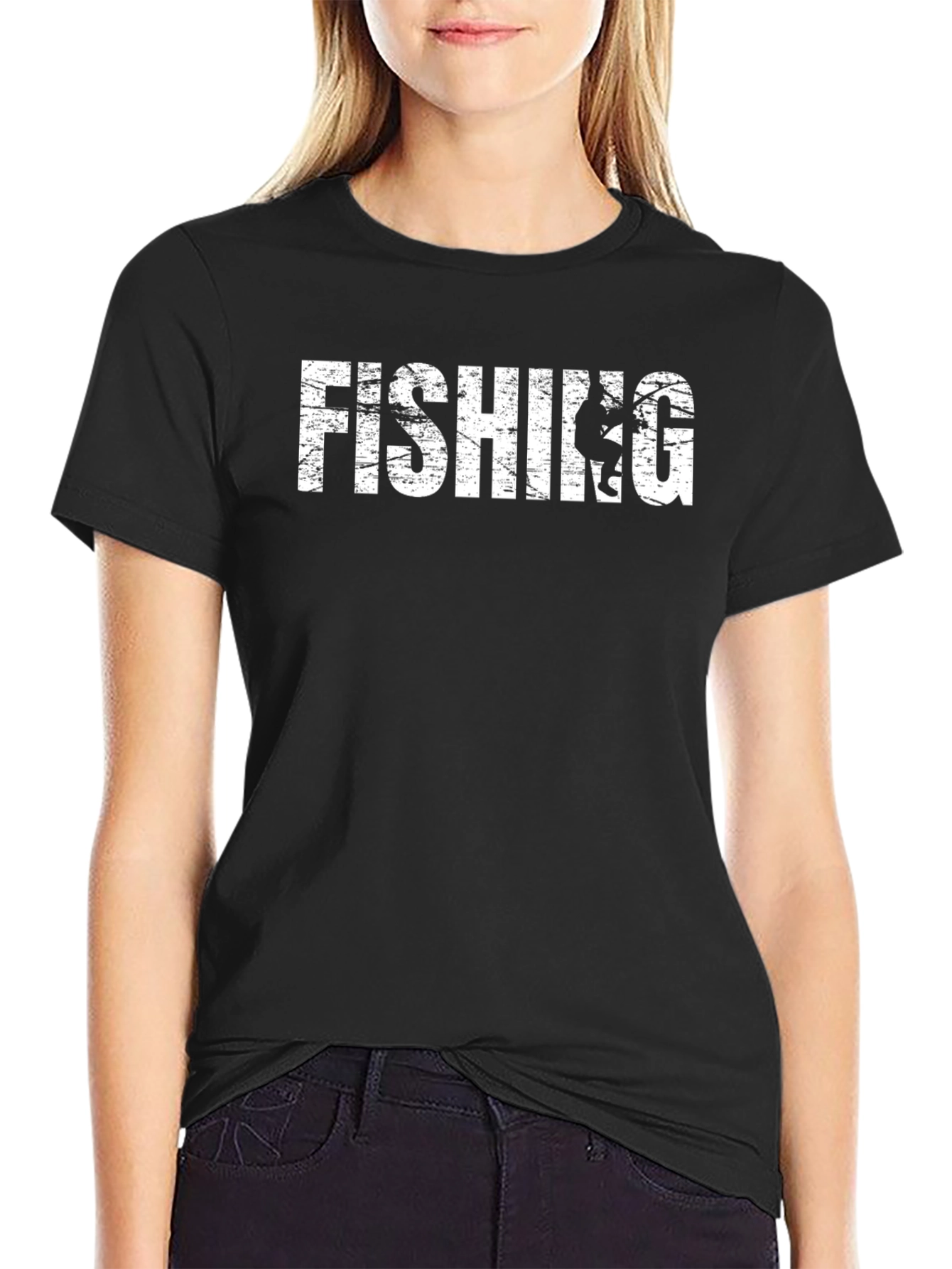 Fishing Graphic Tee - Black Cotton Comfort