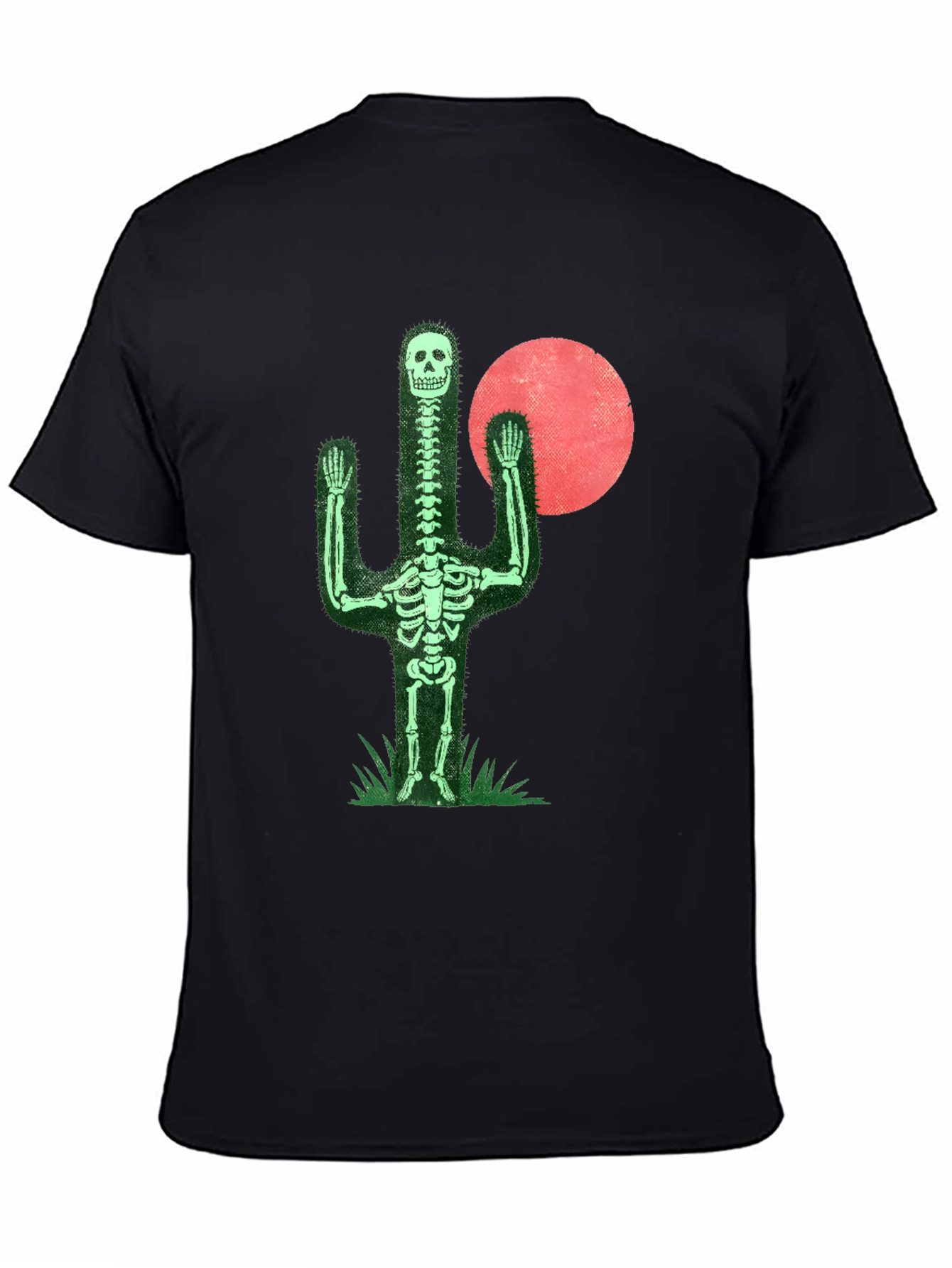 Skeleton Cactus Graphic Tee - Novelty Print Shirt