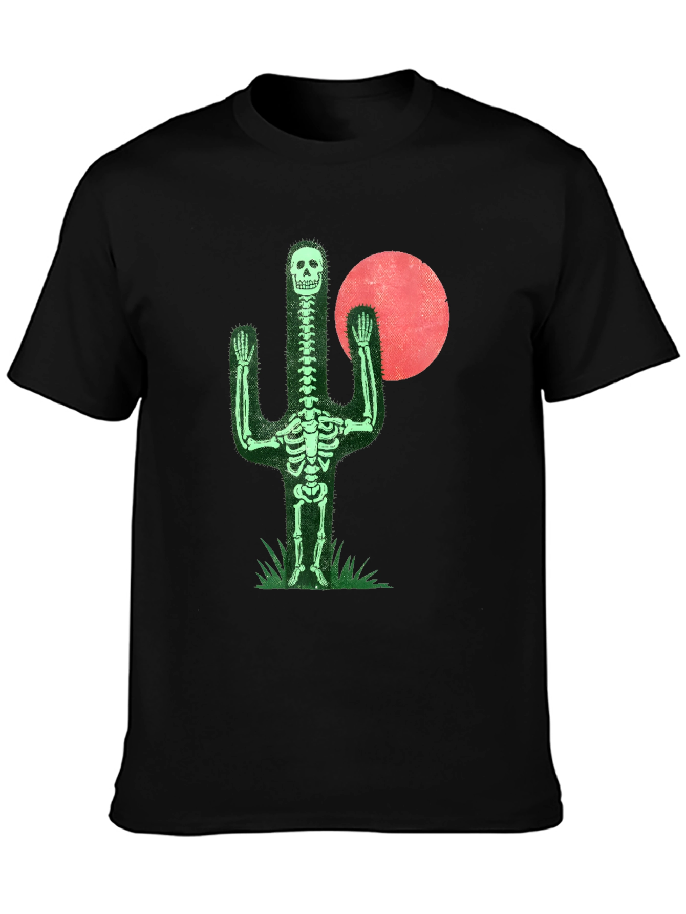 Skeleton Cactus Graphic Tee - Novelty Print Shirt