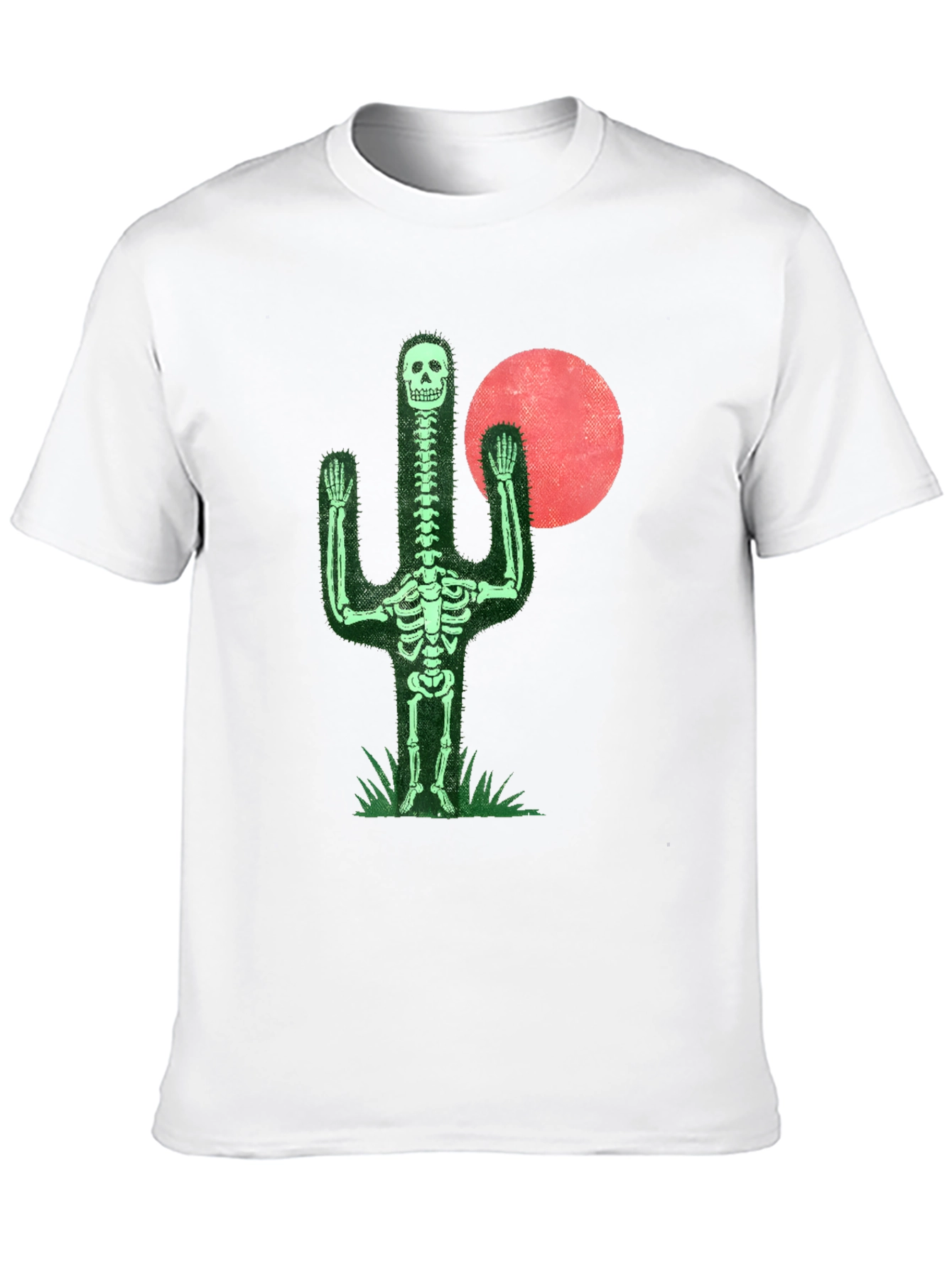 Skeleton Cactus Graphic Tee - Novelty Print Shirt