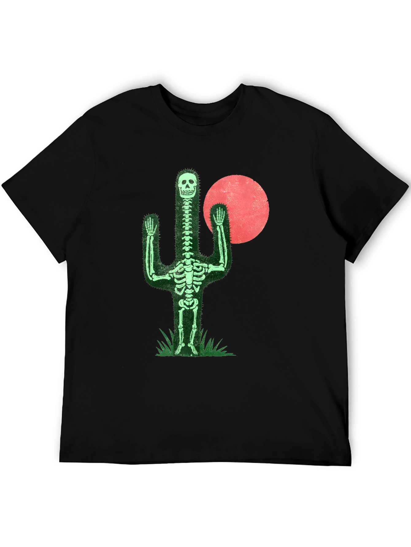 Skeleton Cactus Graphic Tee - Novelty Print Shirt