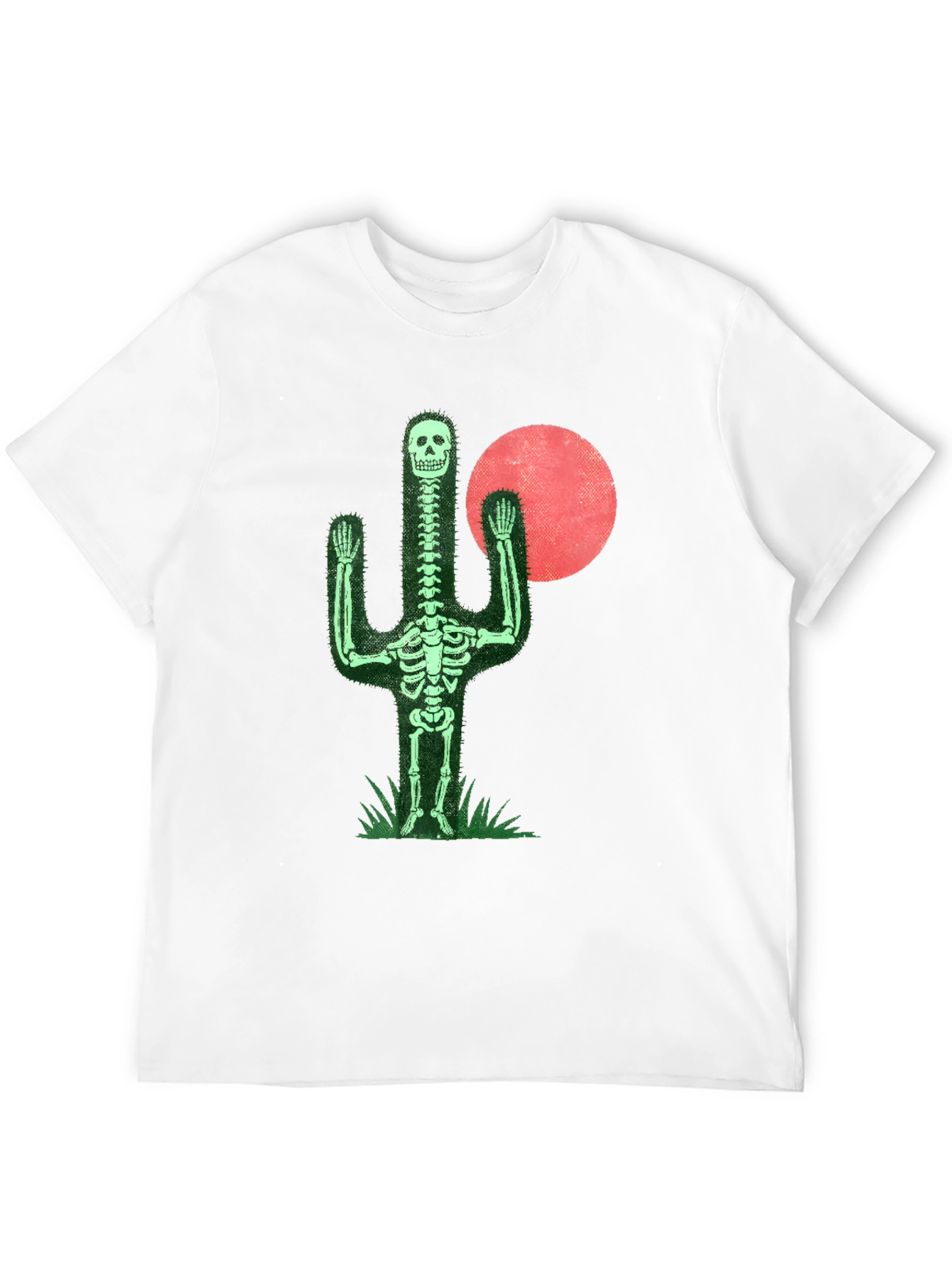 Skeleton Cactus Graphic Tee - Novelty Print Shirt