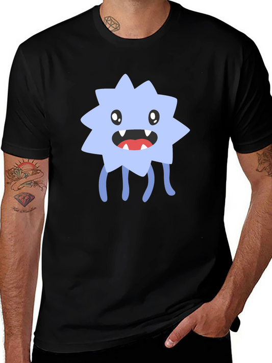 Funny Monster Graphic Tee - Black Cotton Blend T-Shirt